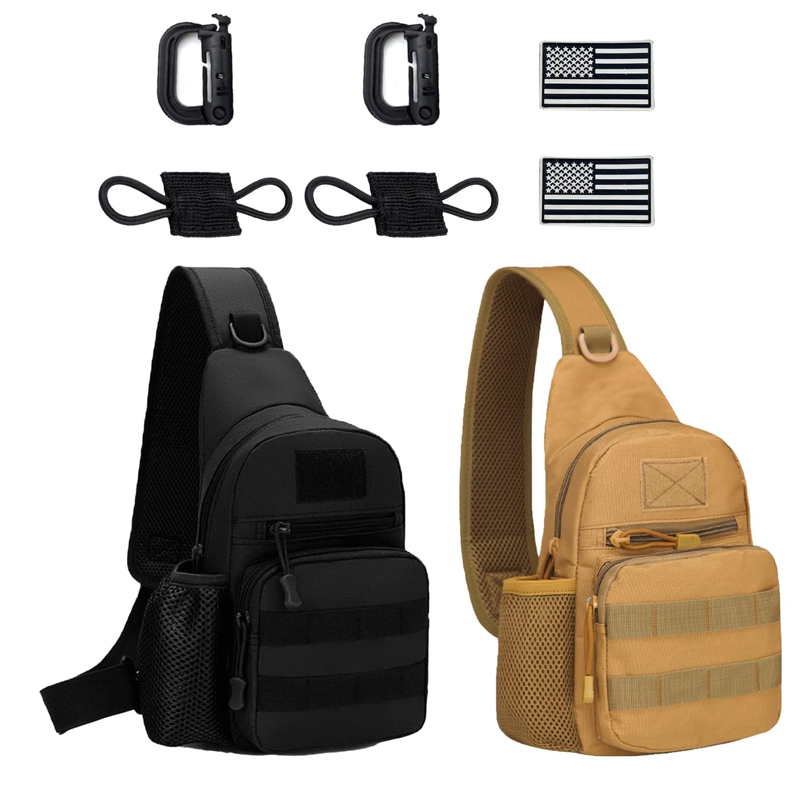 LUYEJKO 2PCS Tactical Sling Bag for Men，Military Backpacks for Men,Tactical Shoulder Bag for Hunting, Travel, Hiking