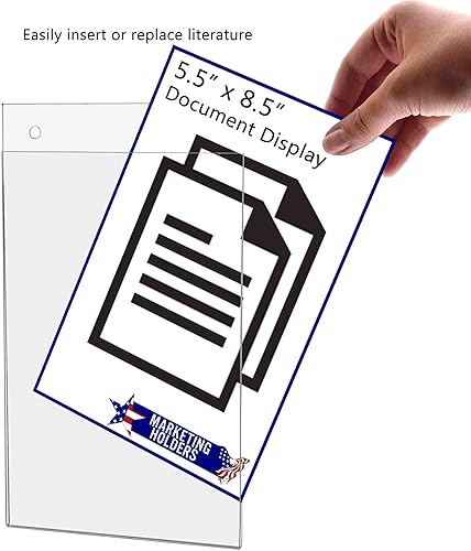 Miniatura 3 de Paquete de 6 soportes para letreros de 5.5 x 8.5 pulgadas para anuncios Horas de operación con agujeros preperforados y accesorios para colgar,