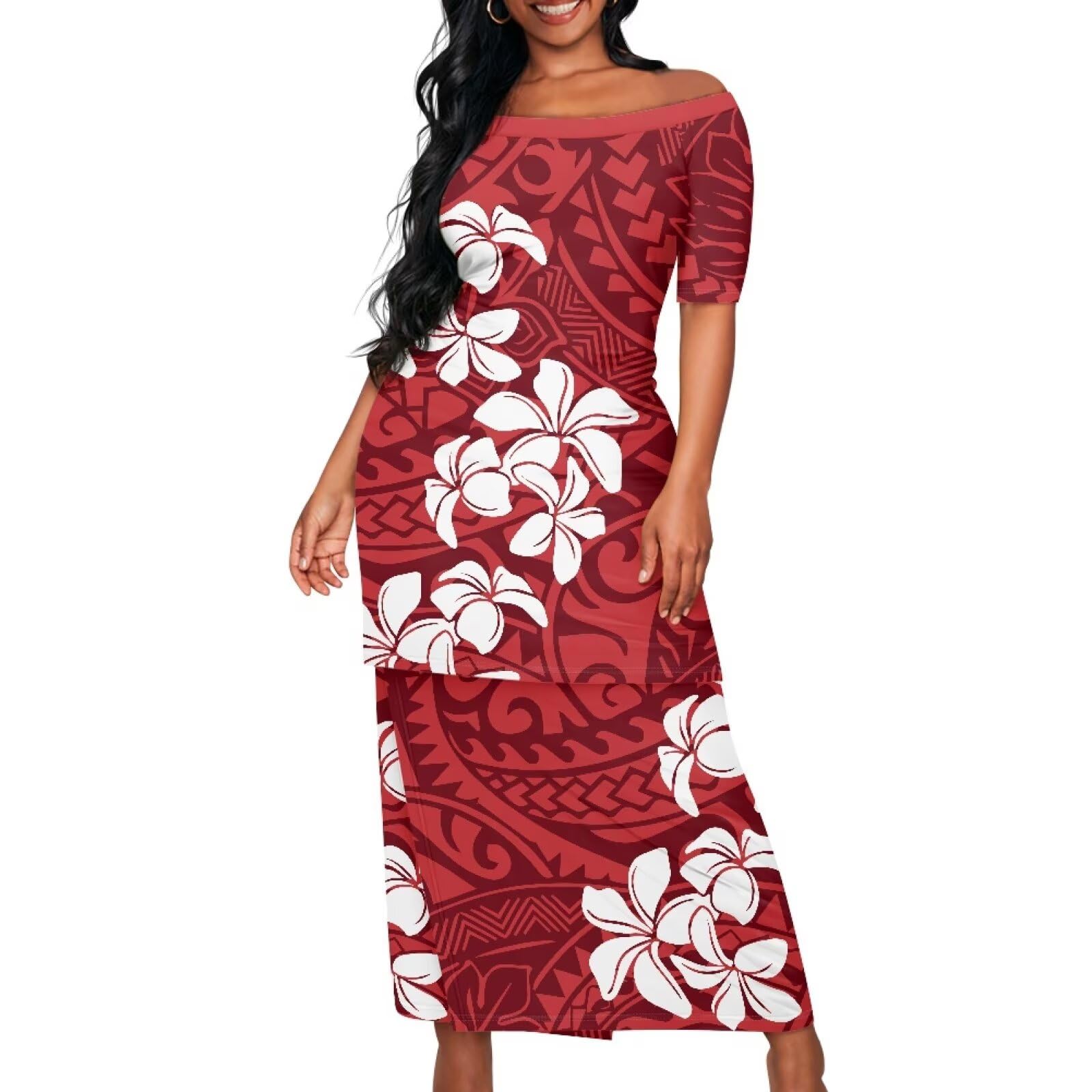 PCFPOLYELEI Polynesian Samoan Puletasi for Women | Polyester - Spandex Island Attire with Floral Patterns | Sizes S-4XL
