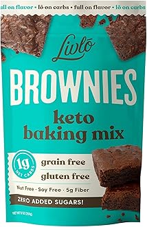Livlo Keto Brownie Baking Mix - Just 1g Net Carb - Sugar Free & Gluten Free Keto Desserts, Sweets & Treats - Low Carb, Nut Free, Diabetic Friendly Snack - Fast, Delicious & Easy to Make - 12 servings
