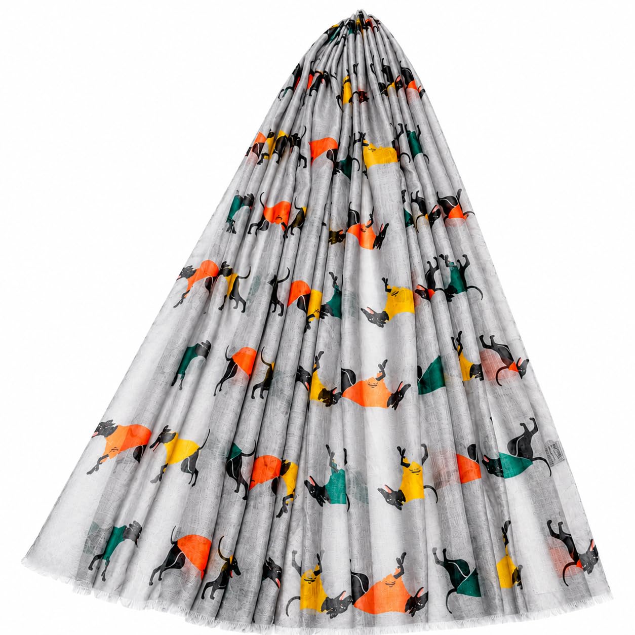 FUREVER GIFTS Greyhound Dog Scarf Grey Cotton Blend 180cm x 70cm