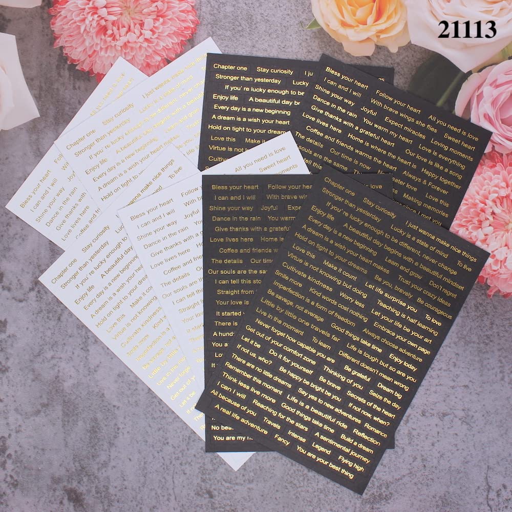 KSCRAFT 8pcs Foil Junk Journal Sentiment Stickers for Scrapbooking Card Making Junk Bullet Journaling Project DIY Craft (21113)