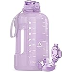 AQUAFIT Half Gallon Water Bottle with Time Marker - Straw & Chug Lid - BPA Free Gym Water Bottle with Straw - Big Gallon Jug (Lilac, 64 oz - 2in1 Lid)