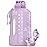 AQUAFIT Half Gallon Water Bottle with Time Marker - Straw & Chug Lid - BPA Free Gym Water Bottle with Straw - Big Gallon Jug (Lilac, 64 oz - 2in1 Lid)