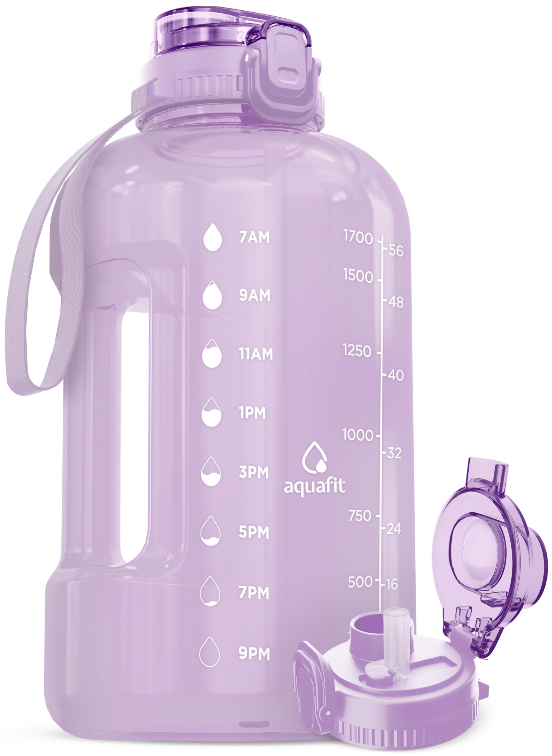 AQUAFIT 64 oz Water Bottle with Time Marker, BPA Free Half Gallon Water  Bottle with Straw, Gym Water Bottle with Handle, Gallon Water Jug, Big Water