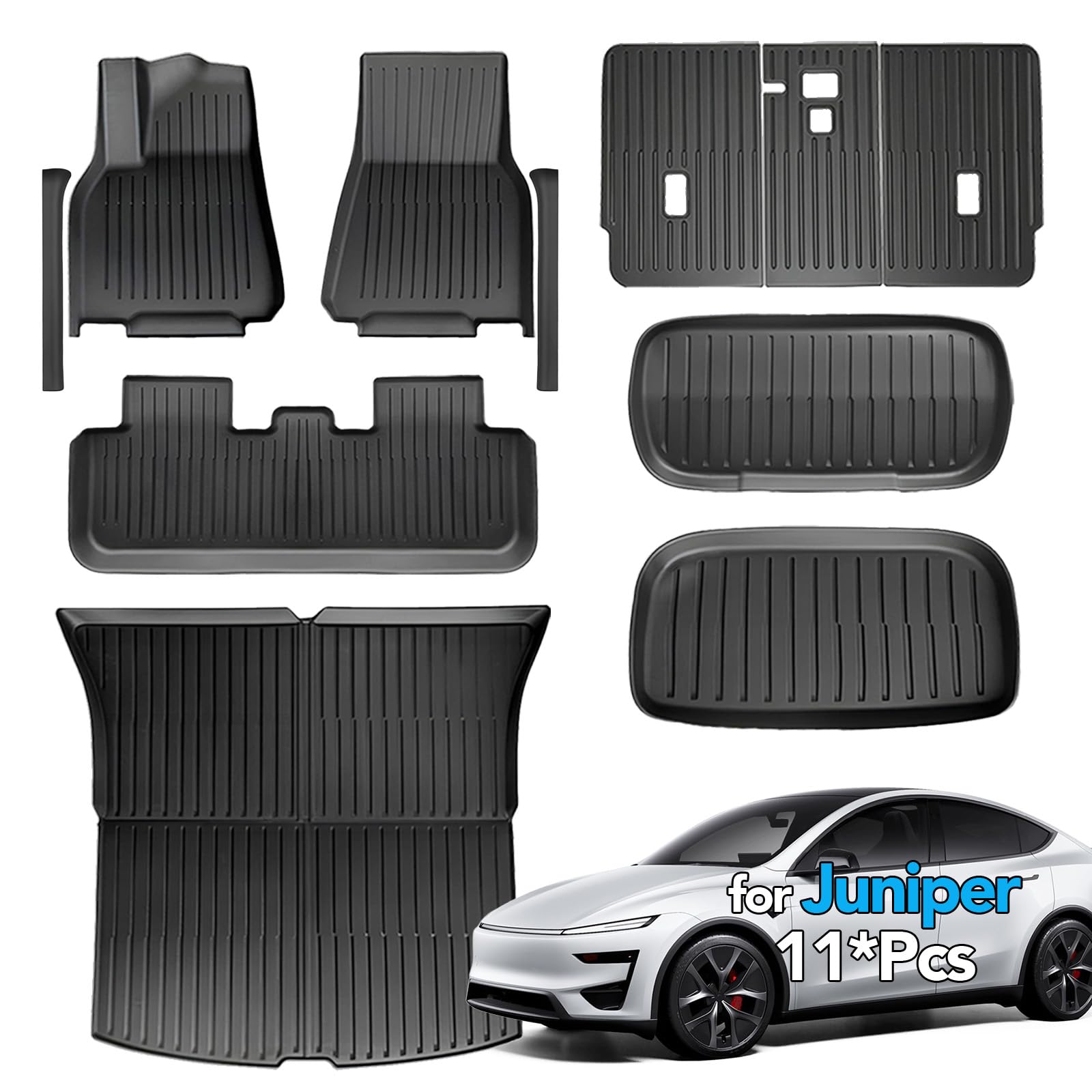 SUPER LINER Tesla New Model Y Juniper Floor Mats 2025 2026 2027, 11PCS TPE