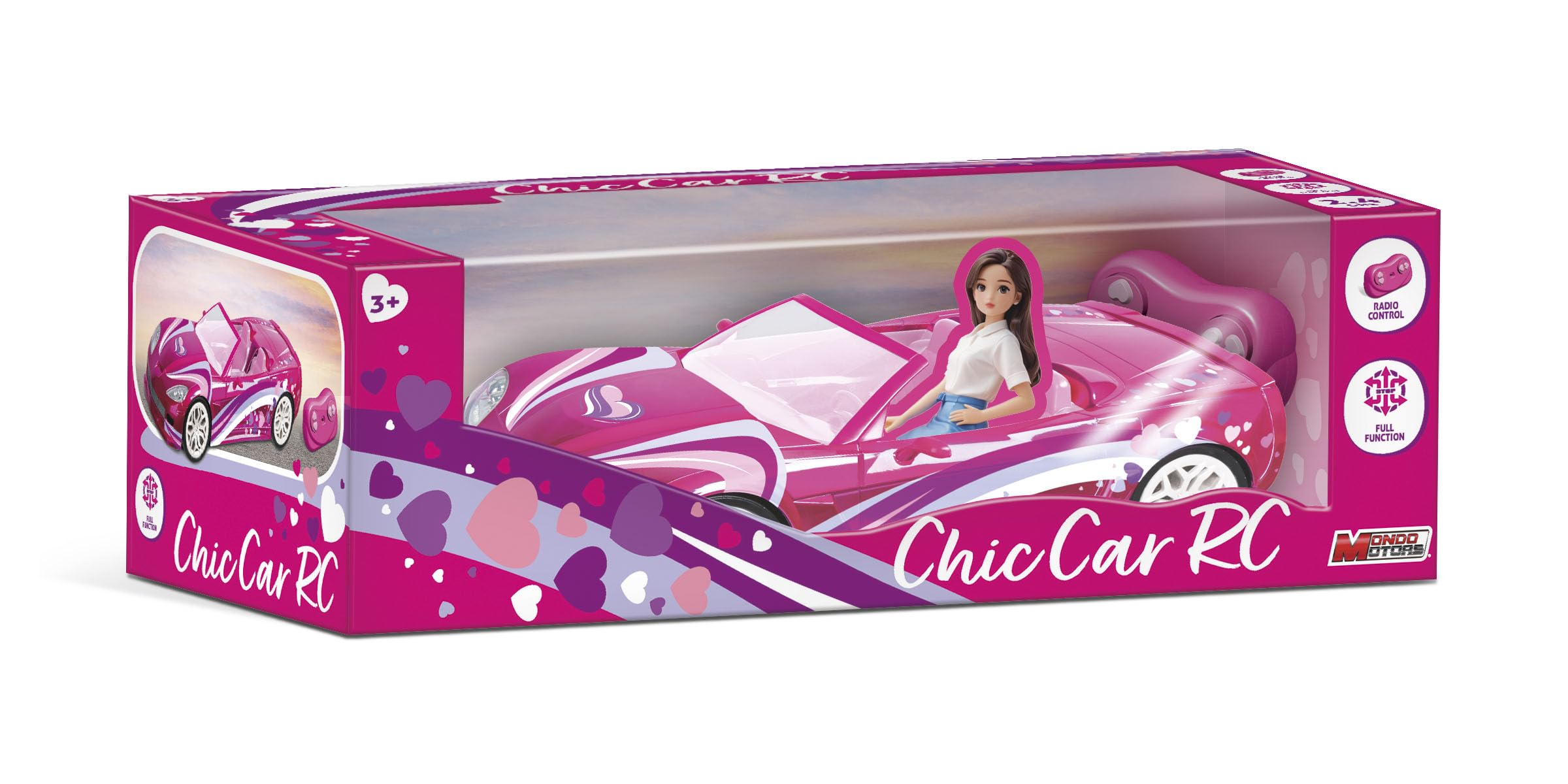 Mondo Motors Chic Car Fernsteuerung, Modell im Maßstab 1:10, 2 Sitze für 2 Puppen, Spielzeugauto für Kinder 63818