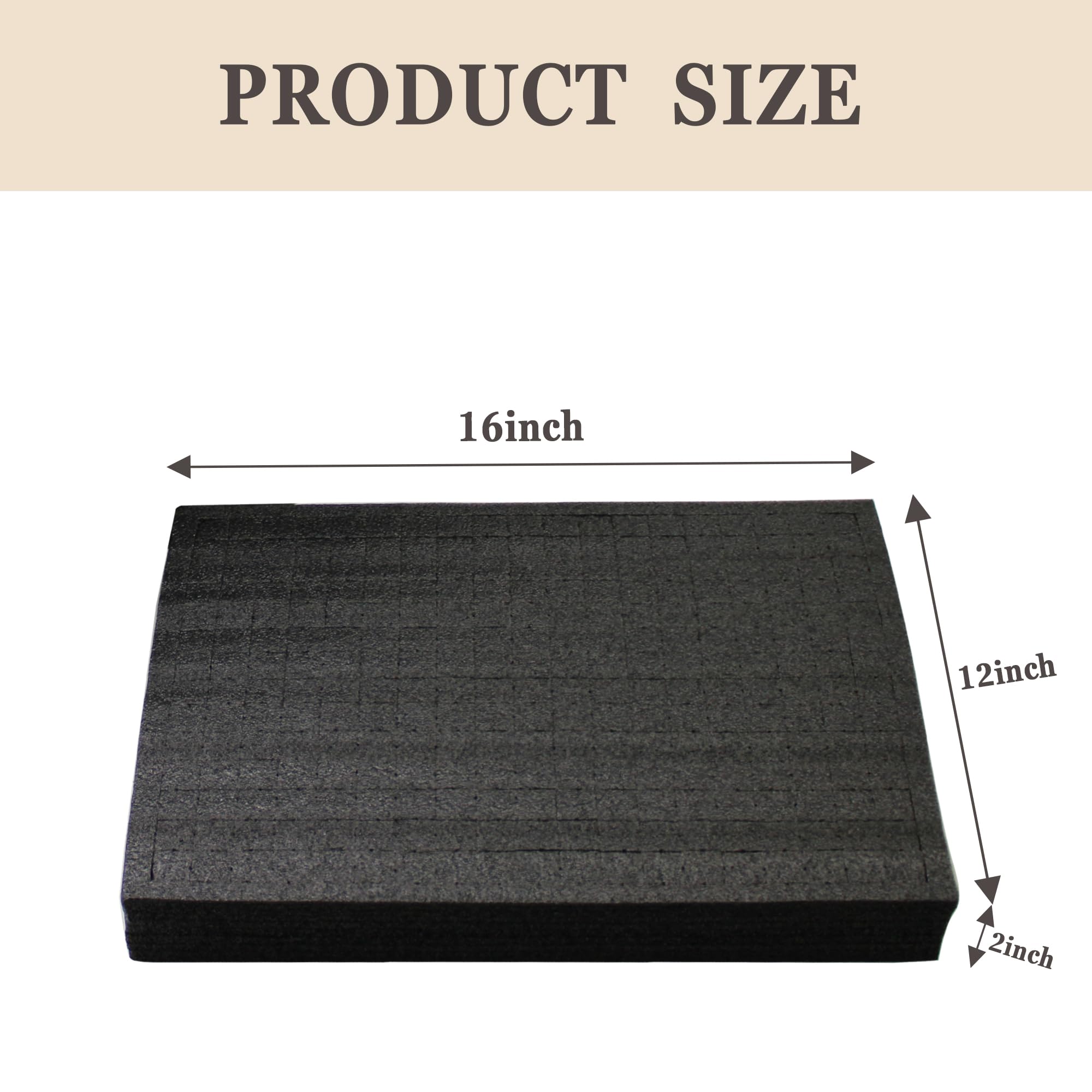 HOLEPU Pick and Pluck Foam, Pick Apart Foam Insert, Foam Inserts for Cases, 16 x 12 x 2 Inch & 16 x 12 x 0.4 Inch, 4 Pcs