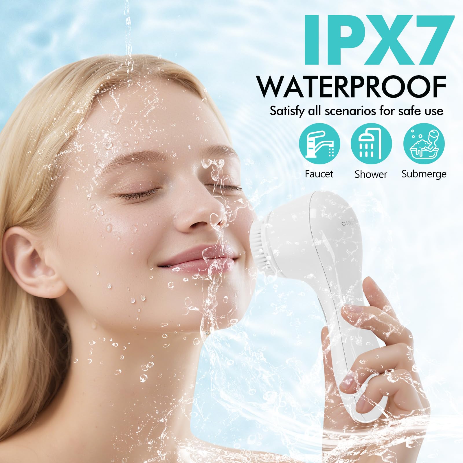 Clarisonic Aria Sonic Facial Cleansing Brush for Deep Cleaning & Anti-Aging, Waterproof Electric Face Wash System for All Skin Types (White)