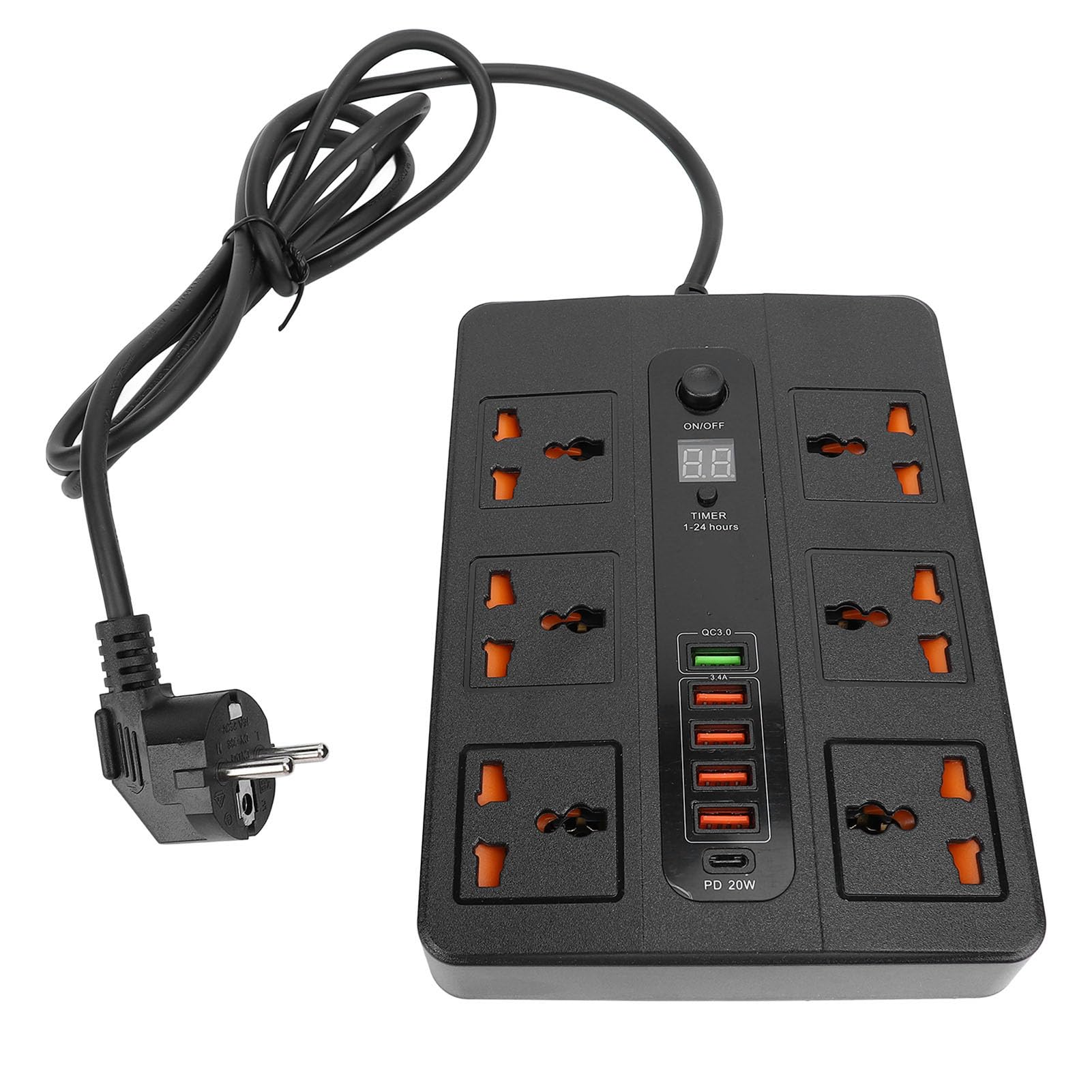 EMUKOEP Steckdosenleiste mit 6 Steckdosen, 5 USB-Anschlüssen