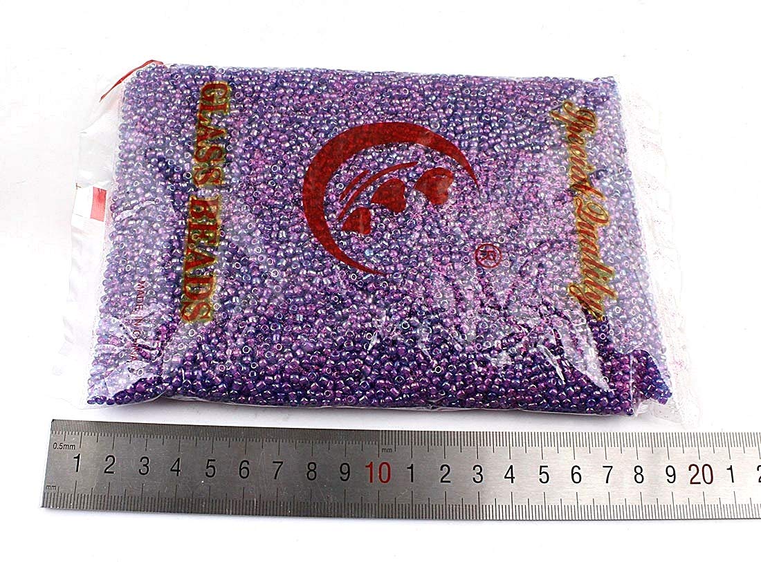 Perlin Rocailles Glasperlen 3 Mm – 450g, Ca. 15000 Stück, Rosa (Innen Farbe)