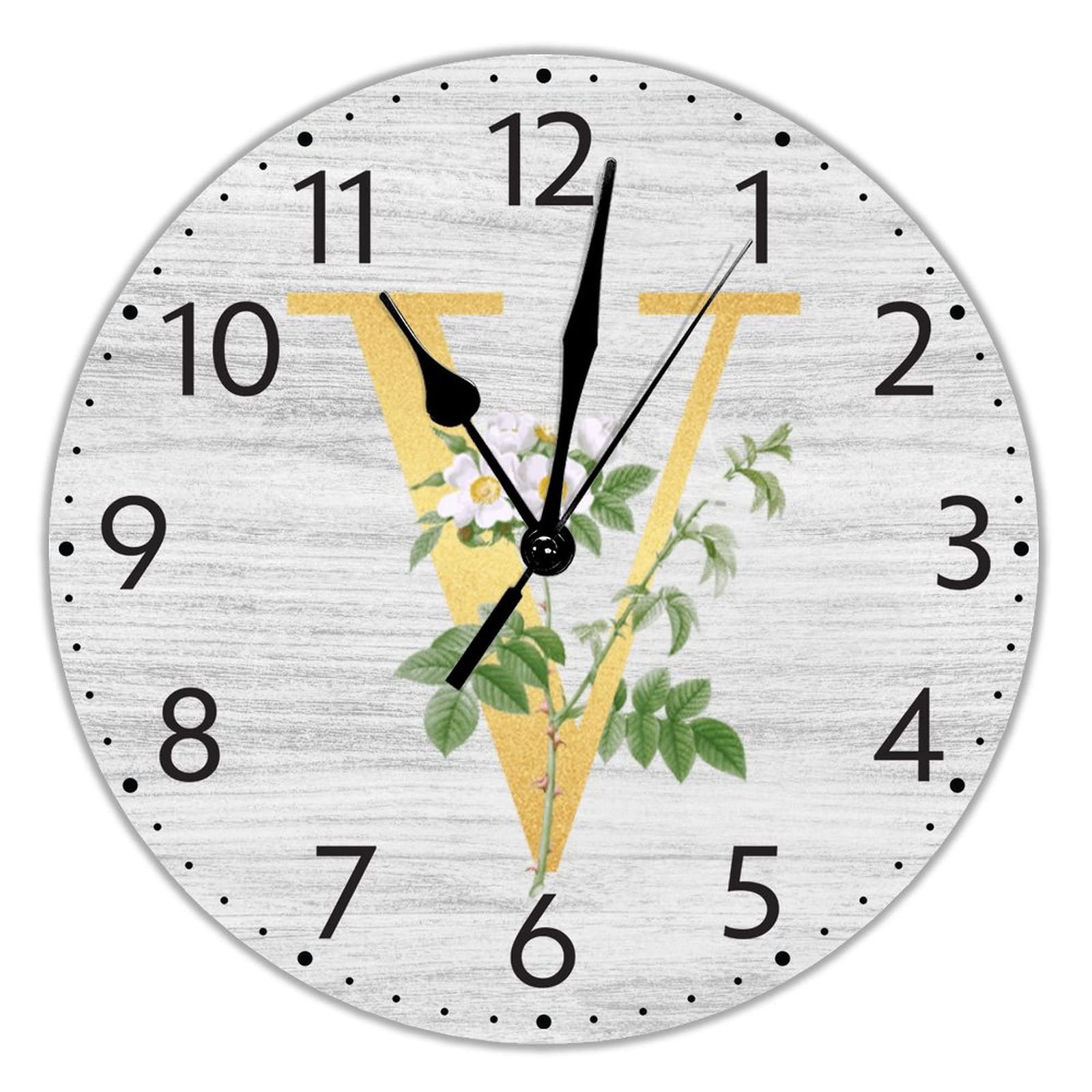Horloge monogramme V dorée sans tic-tac 38,1 cm à piles