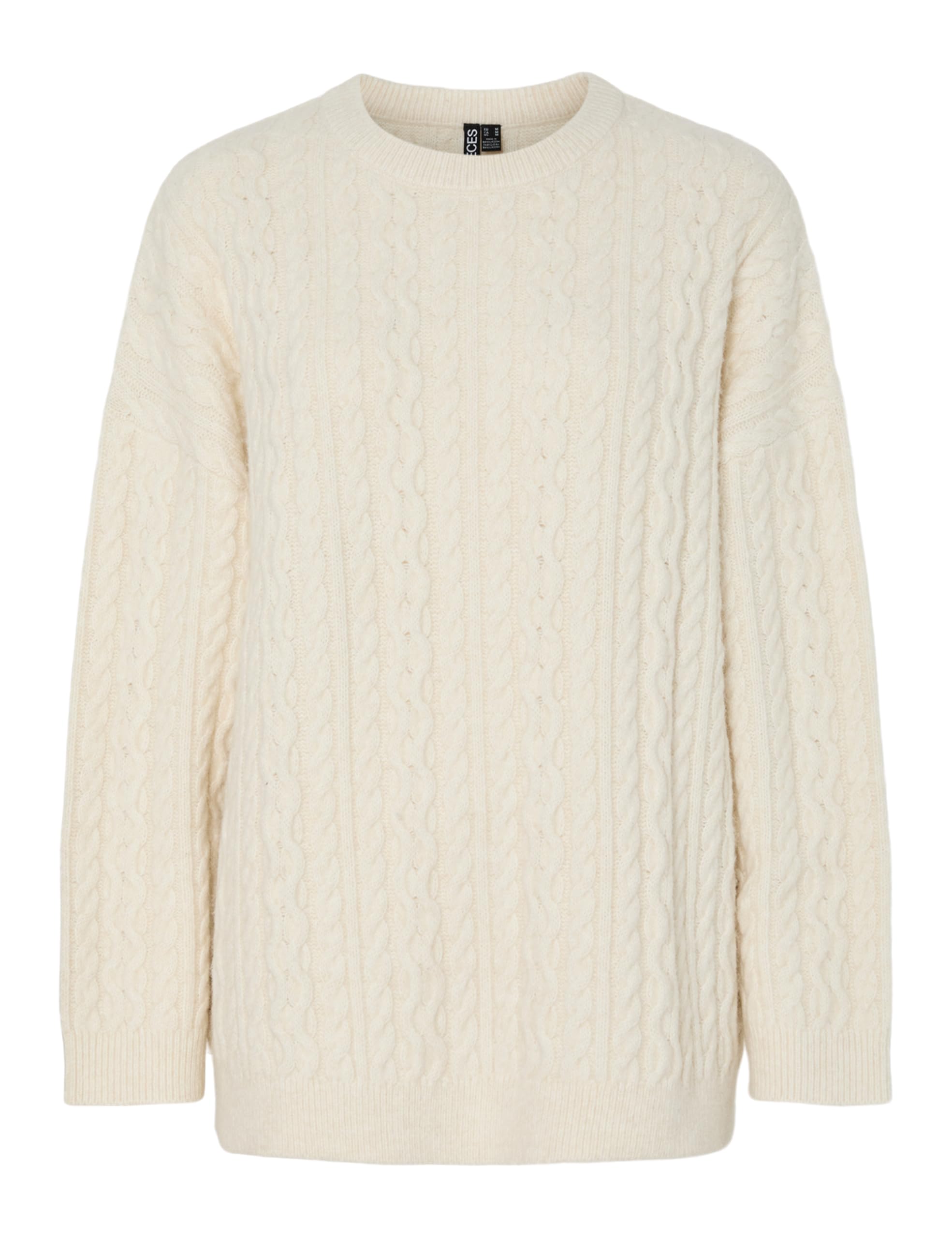 PIECES Women's Pcjisa LS O-Neck Long Cabel Knit Bc, Birch, L