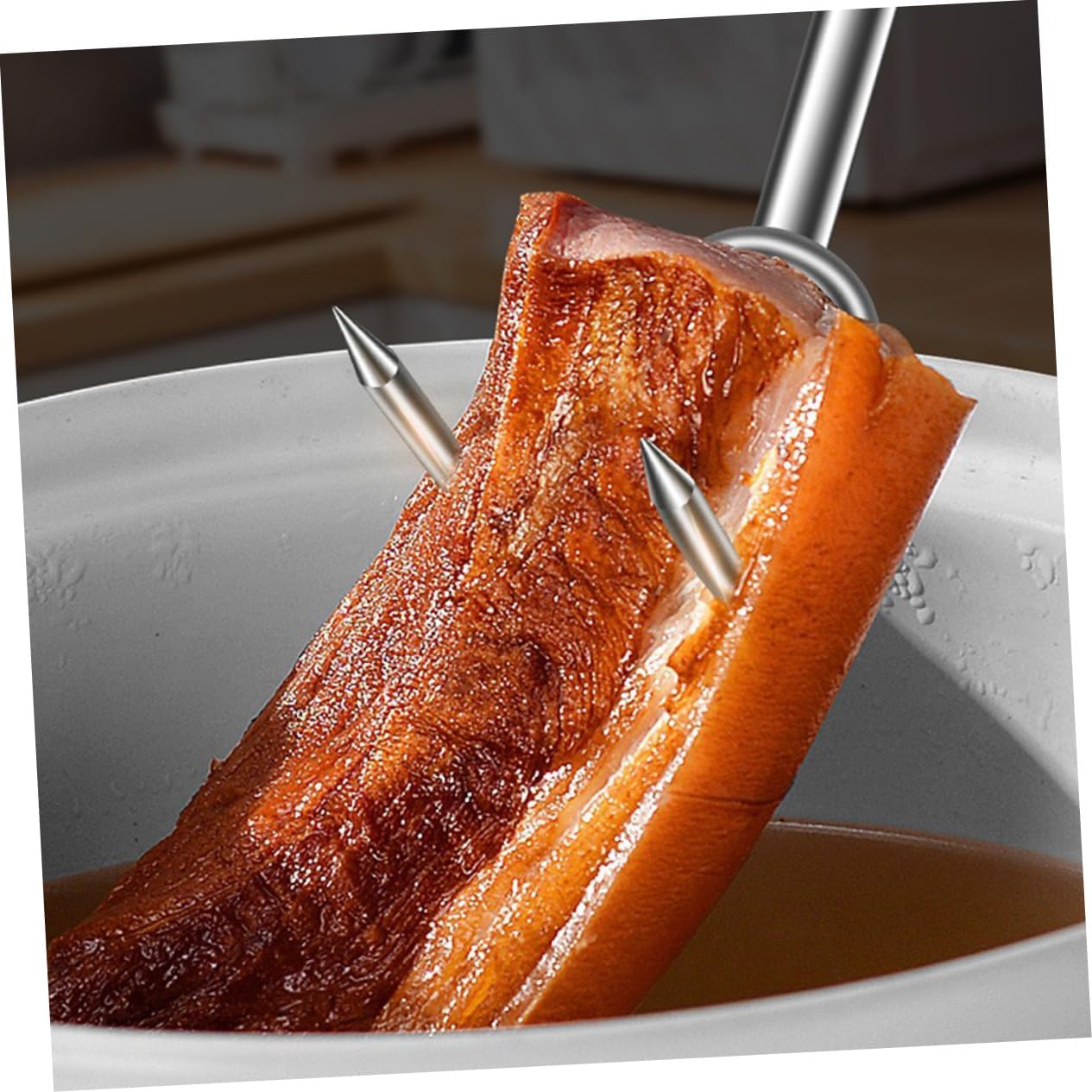 YARNOW Meat Hook Turner for Bbq and Grilling Handle and Easy to Flipper for Meat Preparation and Cooking