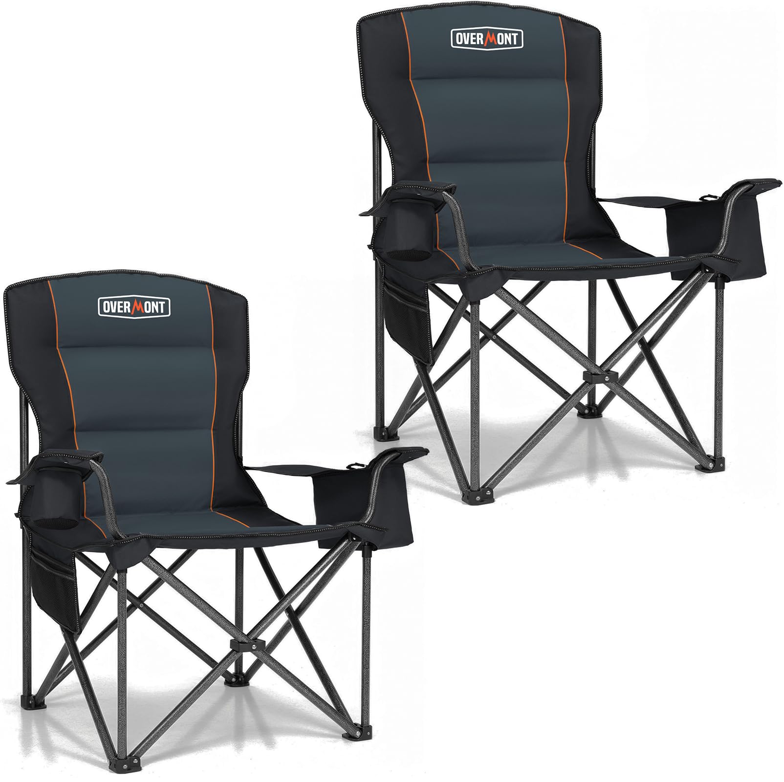 Overmont Uniseks OM-Camping Chair 2pack Krzesło Kempingowe, Czarny, 2 sztuki