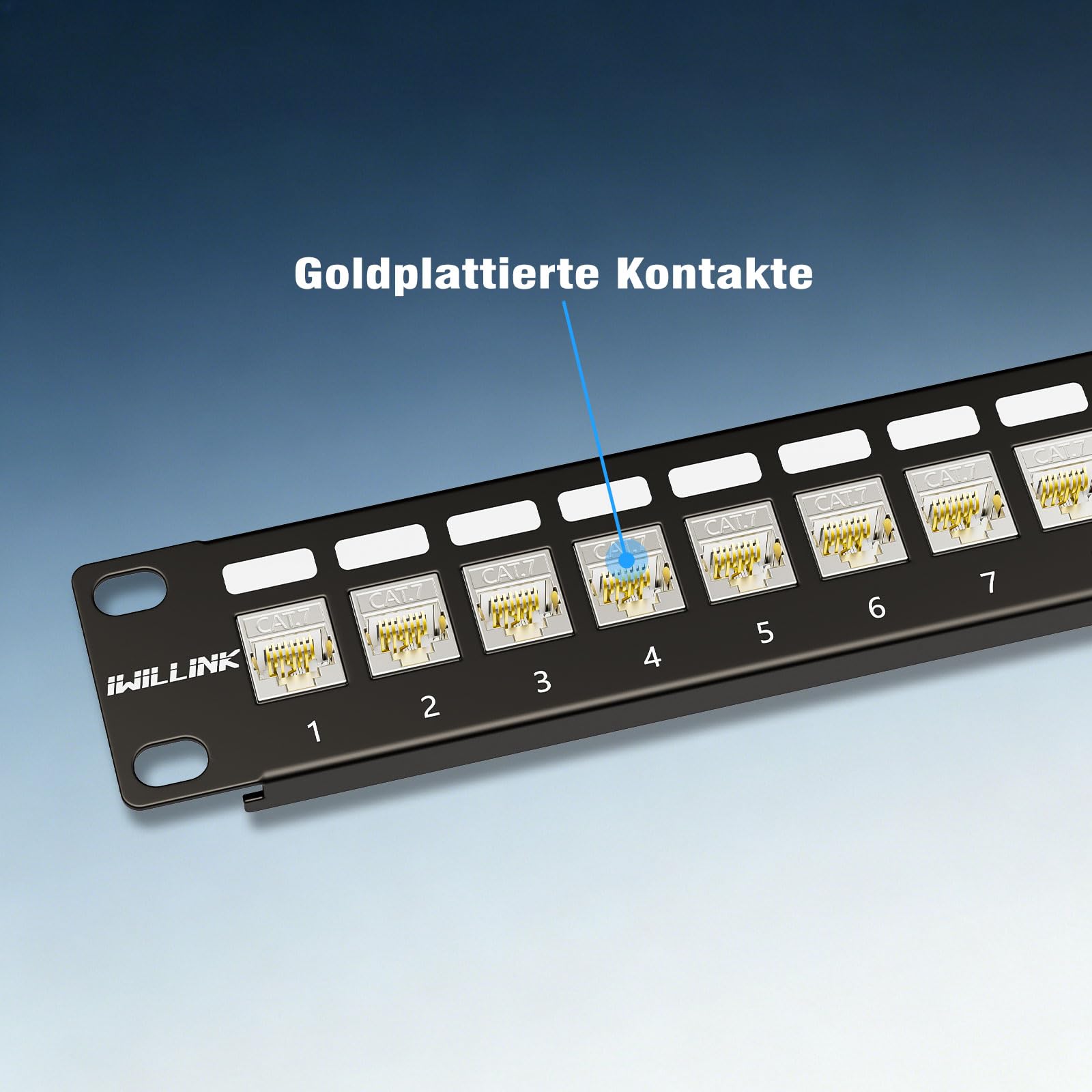 iwillink 24 Port CAT7 Patchpanel Set Patchfeld Verteilerfeld Modular, 1HE Geschirmtes 19 Zoll Rack Verteilerfeld, 10 Gbit/s 600 MHz, LAN Netzwerk Verteiler, Schwarz | CAT7 STP Patchpanel 24 Port Set