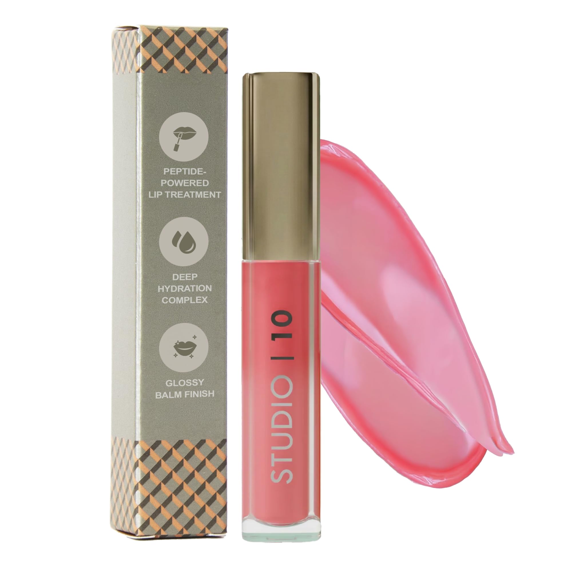 Studio10 Lip Perfecting Plumping Gloss mit Hyaluronsäure, nicht klebriger Lipgloss, um Feuchtigkeit zu spenden und Volumen zu verleihen, geeignet für fein linierte, reife oder trockene Lippen, mit