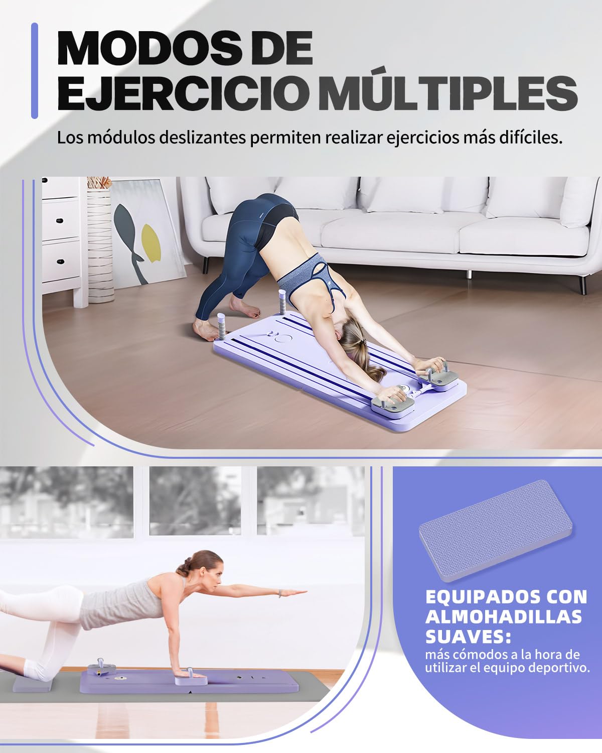 Pilates Board, Tabla de Pilates Multifuncional con Conteo Inteligente y Asas Intercambiables, Ángulo para un Entrenamiento Preciso de Grupos Musculares, Pilates Reformer Set