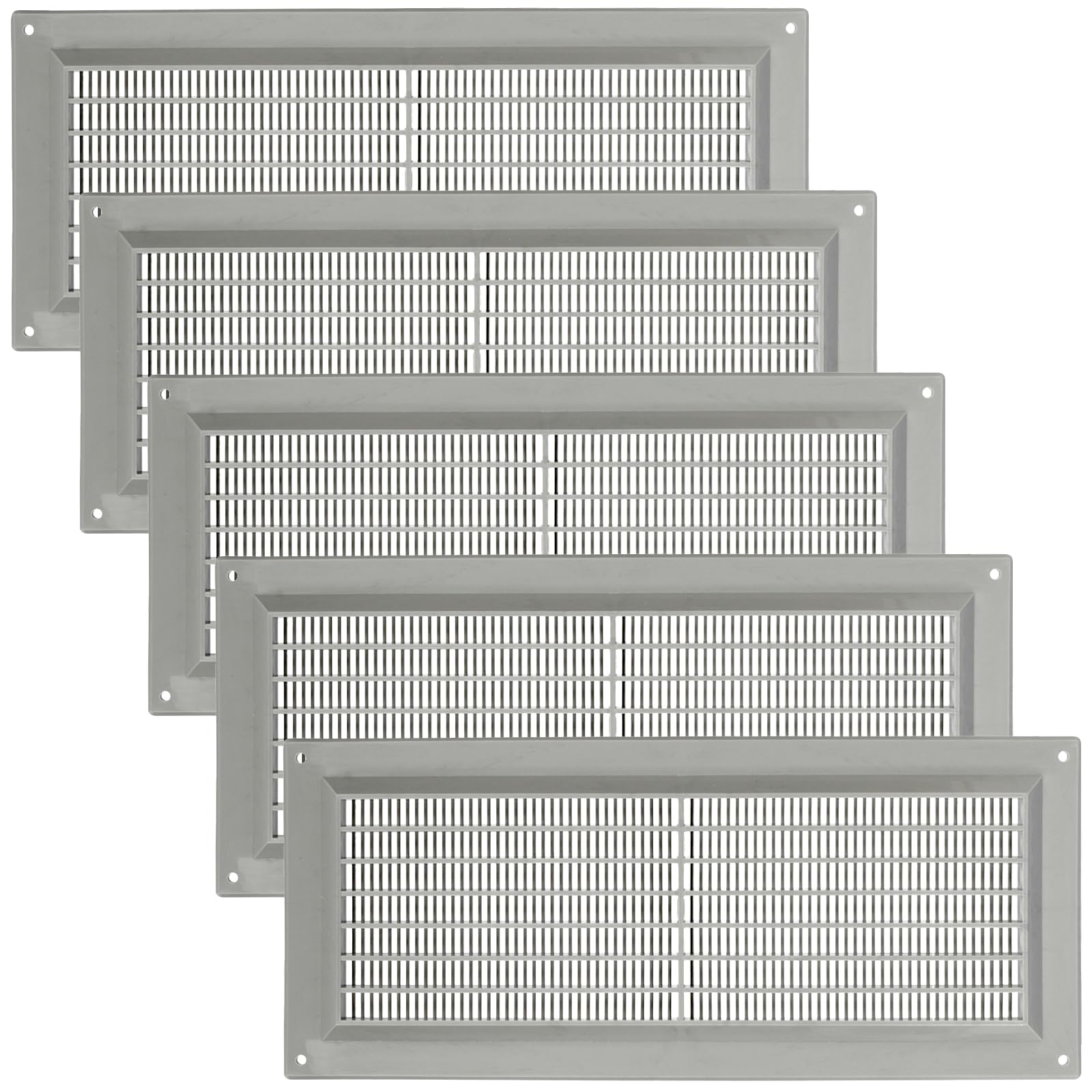 Vent Systems 3'' x 10" Inch Gray Pack of 5 Air Vent Cover Plastic Air Return Grill HVAC Vent Cover for Home Improvement Vent Duct Cover 75x250mm