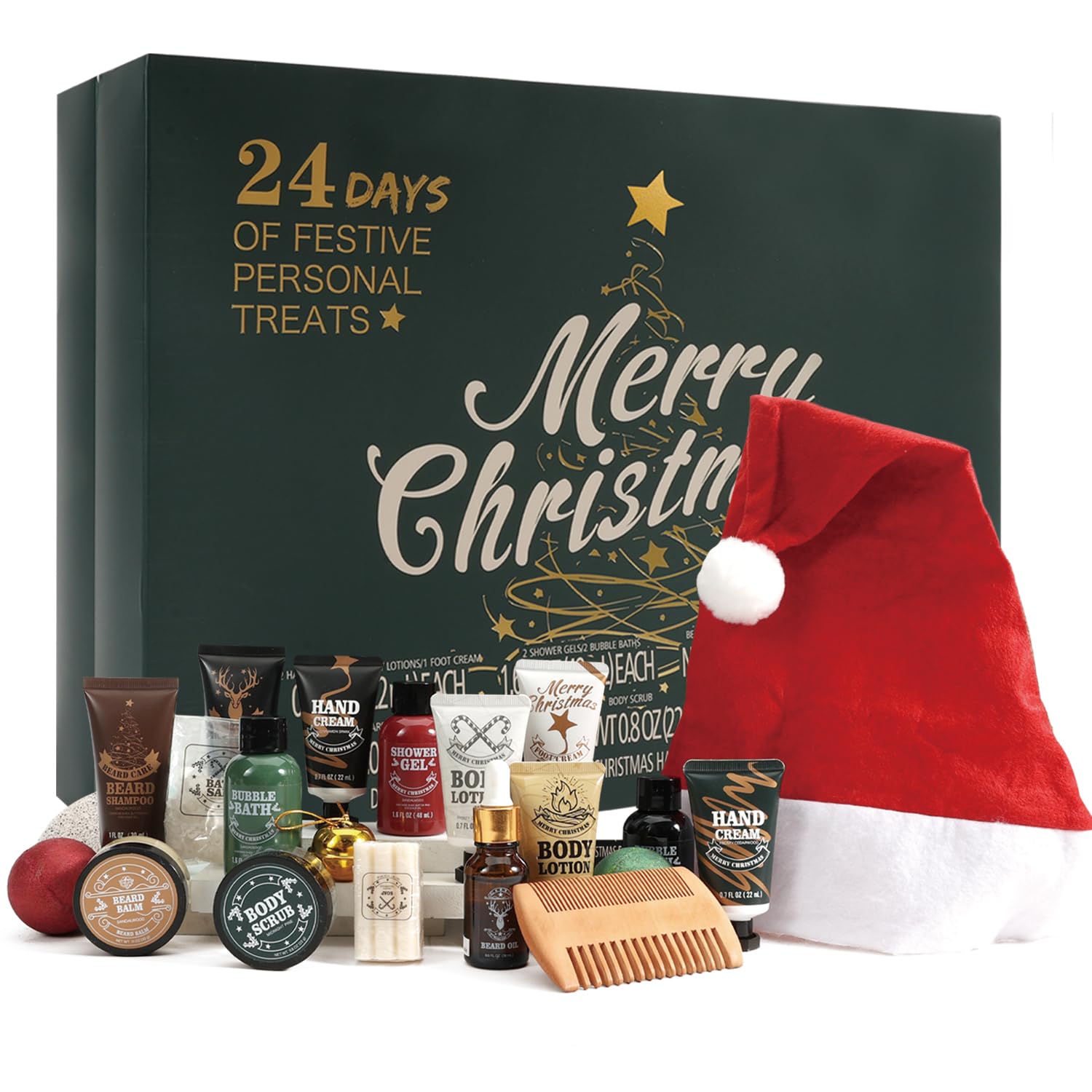 Rinse&Robust Mens Christmas Gifts 2025 Advent Calendar 24PCS Beauty Advent Calendar for Men Christmas Advent Calendars Holiday Gifts 24 Days Countdown Calendar Beard Care Grooming for Men Shower Gels