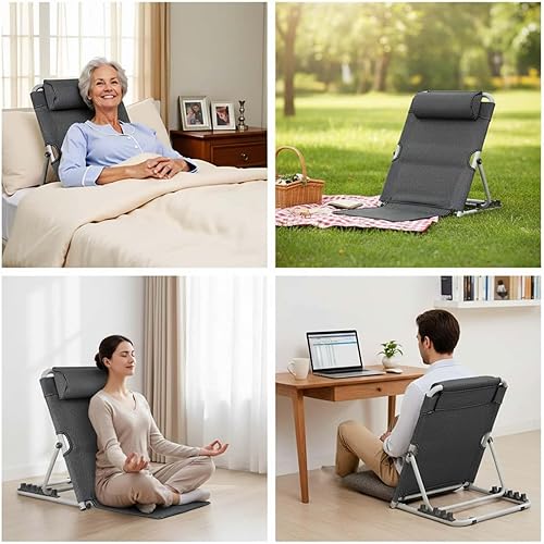 Miniatura 6 de Jarler Respaldo de cama ajustable  Soporte de respaldo de cama plegable elevador, asiento de lectura, playa, cuña plegable de 6 grados para personas