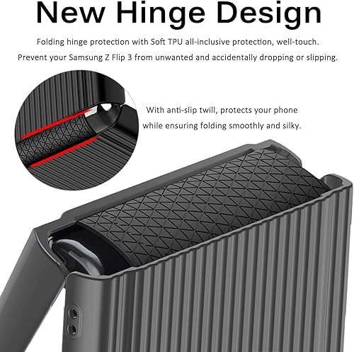 Miniatura 3 de Miimall Funda compatible con Samsung Galaxy Z Flip 3 protección de bisagra plegable, anticaídas, a prueba de golpes, plegable, militar, para Galaxy