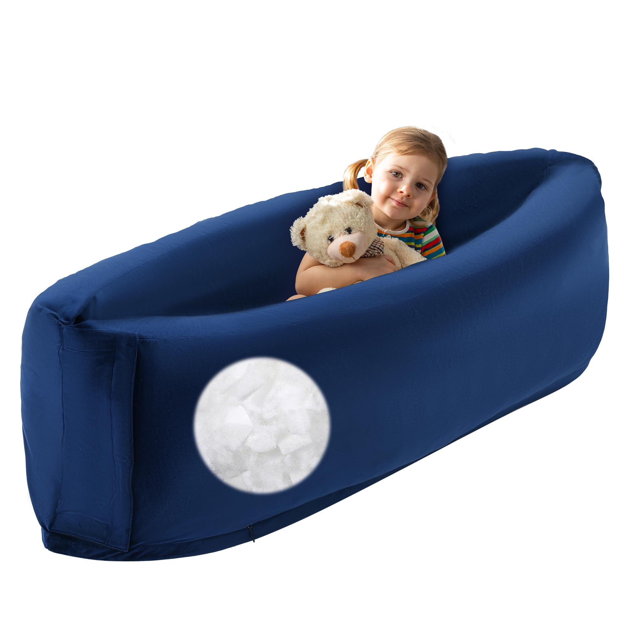 ROYALAY Foam Sensory Chairs for Kids, 58" Peapod Sensory Chair for Children, Foam Packing Body Pod with Non-Slip Bottom