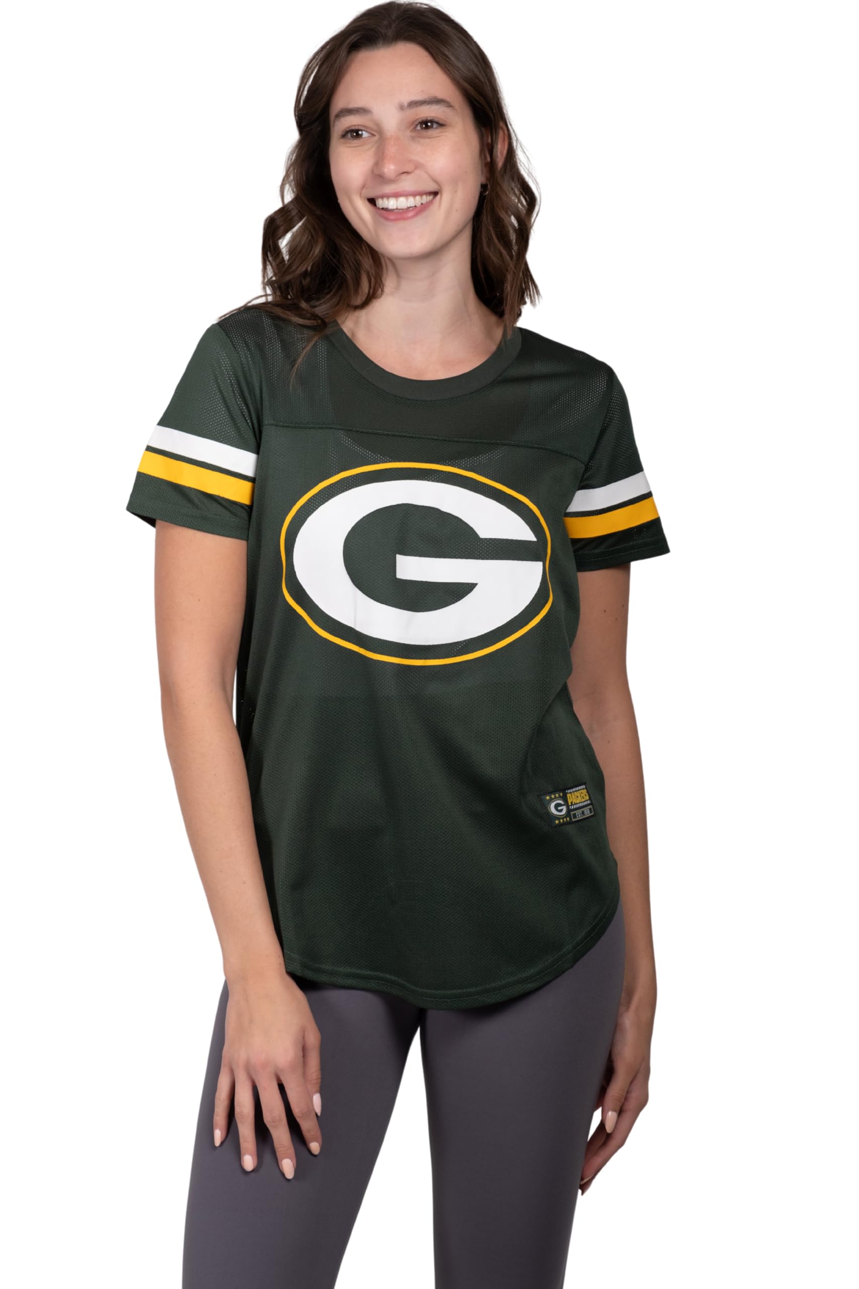 Ultra GameWomen's NFL Official Soft Mesh Varsity Stripe T-Shirt