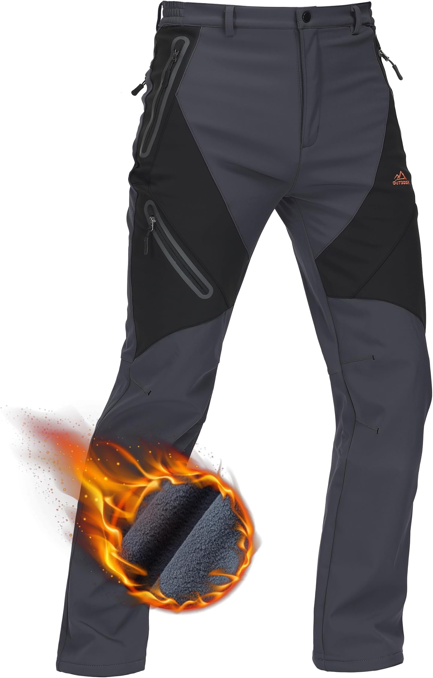 TACVASEN Men's Waterproof Softshell Breathable Warm Fleece Winter Lined Trousers
