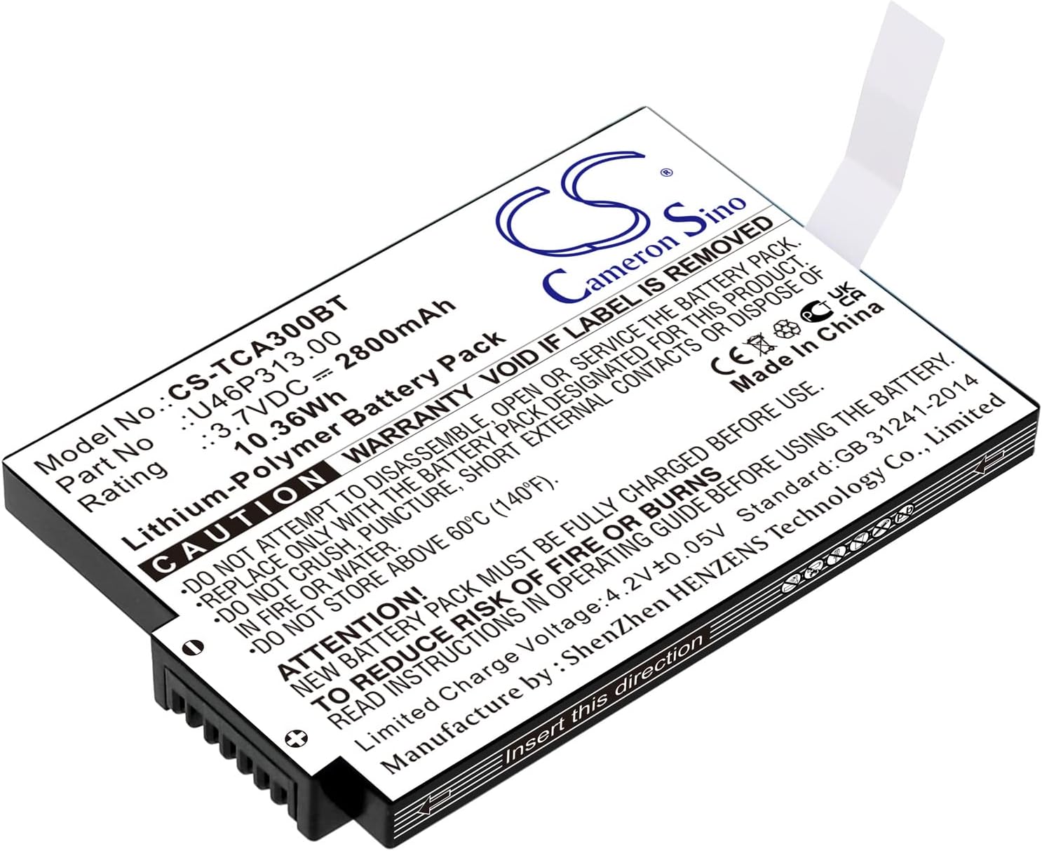 DCH 2800mAh U46P313.00 Battery Replacement for Technicolor TCA300COM U46P313.00