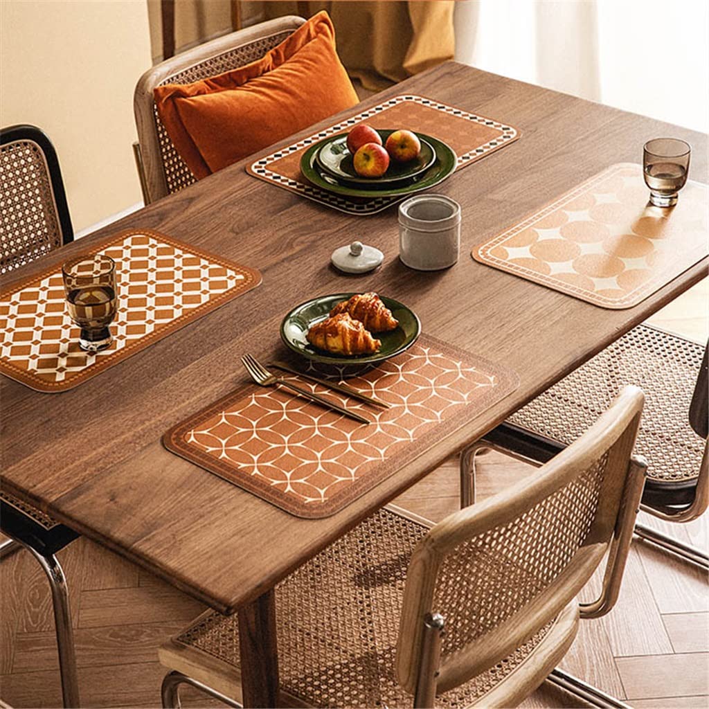 2 pièces Fleur rétro Motif Cuir Pad Table à Manger Tapis Motif Cuisine napperon décor à la Maison (A 30 * 45cm)