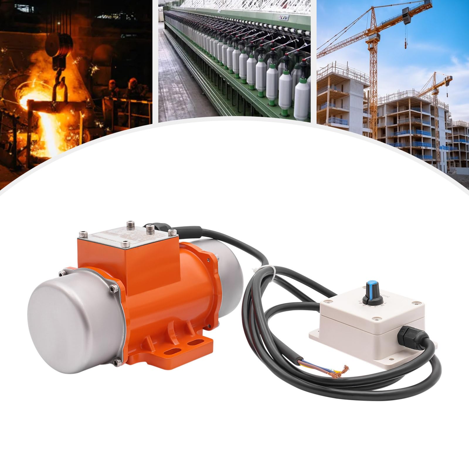 AC Vibrationsmotor mit Drehzahlregler 40/50/60W 50Hz Vibrator Vibration Motor 1P Asynchroner Elektro Vibrierend Motor 1000~3000U/min 9 Gänge Mehrzweckmotor, für Metallurgie, Kohle usw (HY-40/2S-15)