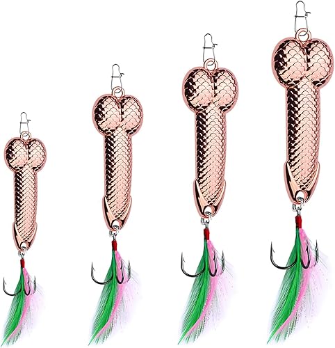 Miniatura 7 de GaiRen Señuelos de pesca para hombres, regalo de broma de elefante blanco, pescador, pescador, metal, luminoso, largo, cucharas de lentejuelas para
