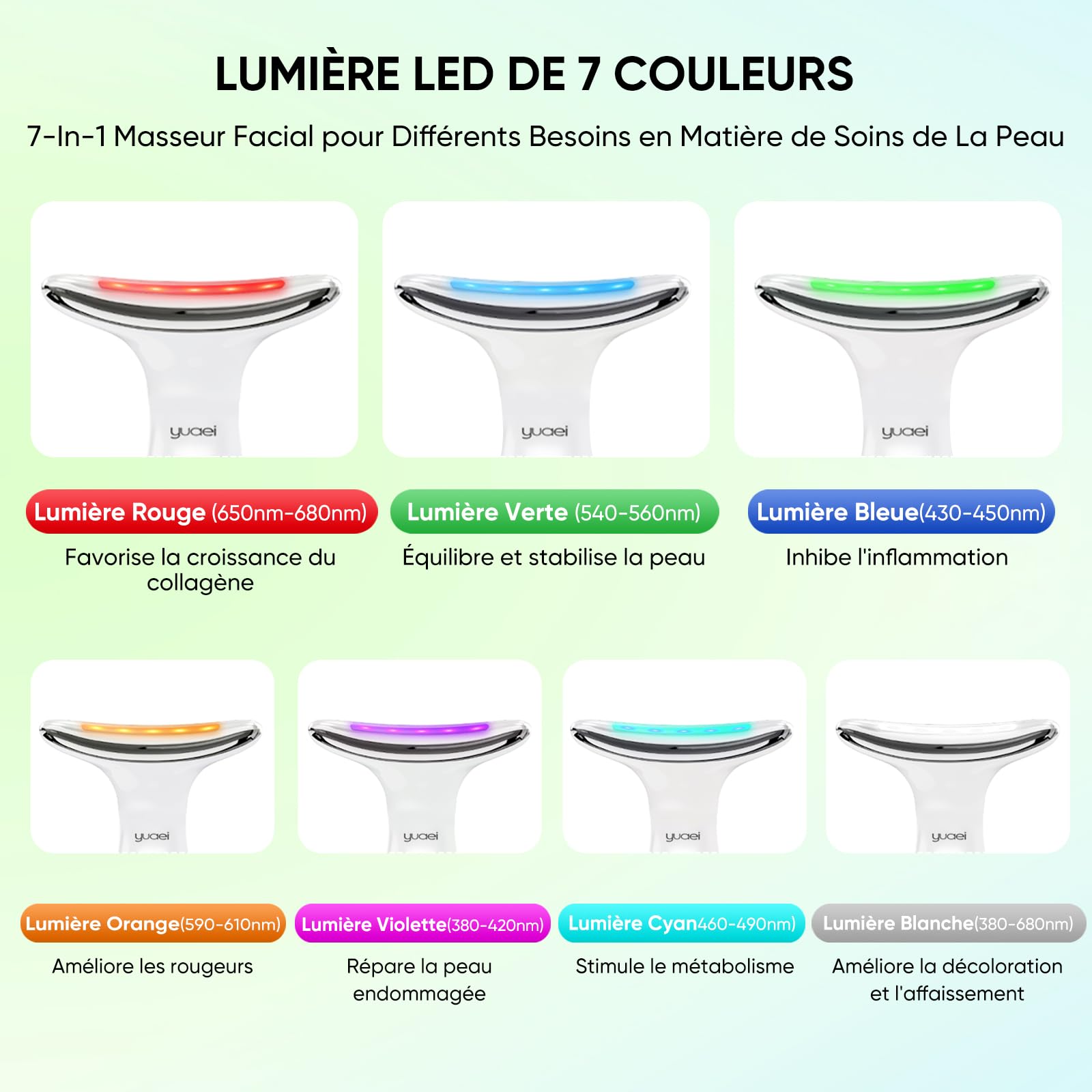 Massage Visage Appareil Anti Rides: Masseur Lifting Double Menton Facial 6 Mode Beauté Electrique Machine Luminothérapie Led 7 Couleurs - EMS 45℃ Anti-Age Massage Pour Raffermissement du Visage et Cou