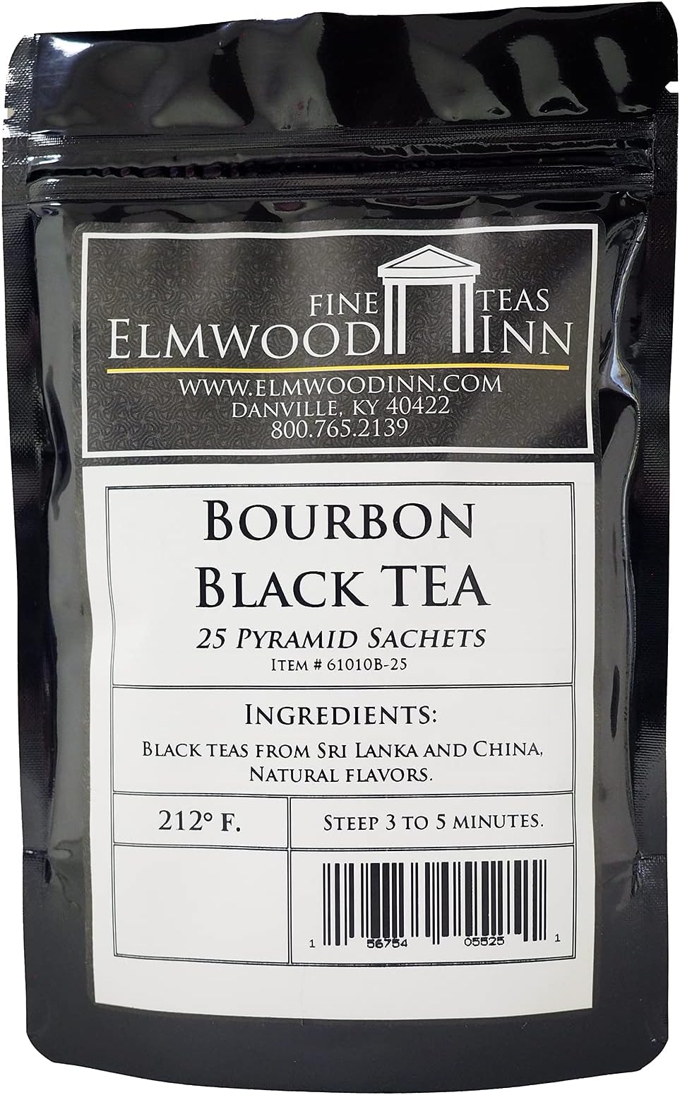 Elmwood Inn Fine Teas, Bourbon Black Tea, 25 Pyramid Sachet Tea Bags