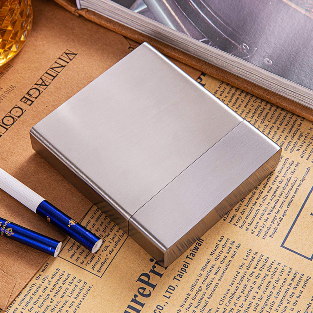 Metal Cigarette Cases Men Creative Personality Clamshell Cigarette Box Portable Ultrathin Stainless Steel Cigarette Case Can Hold 20