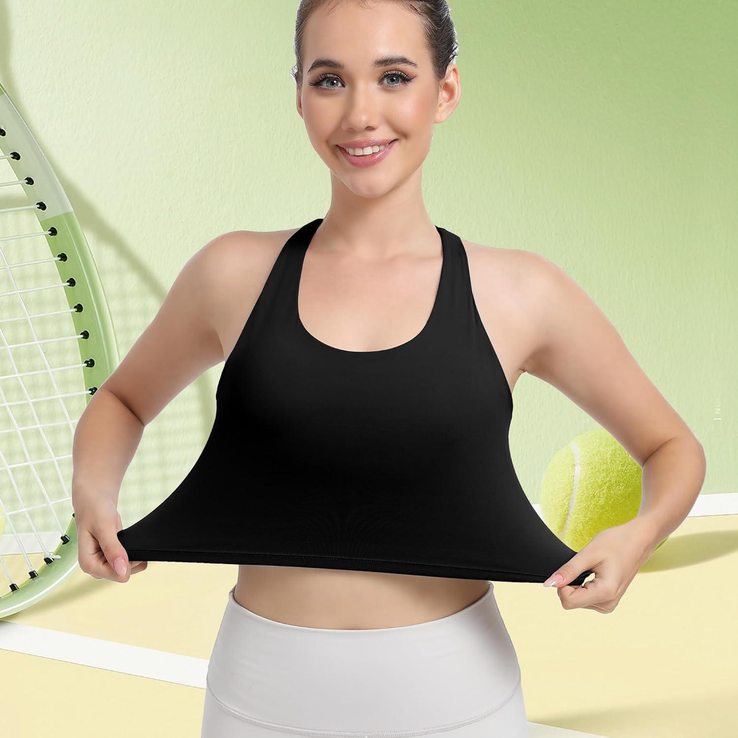 Hioffer Longline Sports Bra for Women Criss-Cross Back Padded Yoga Bras Medium Support Workout Tank Top with Removable Cups - Image 4