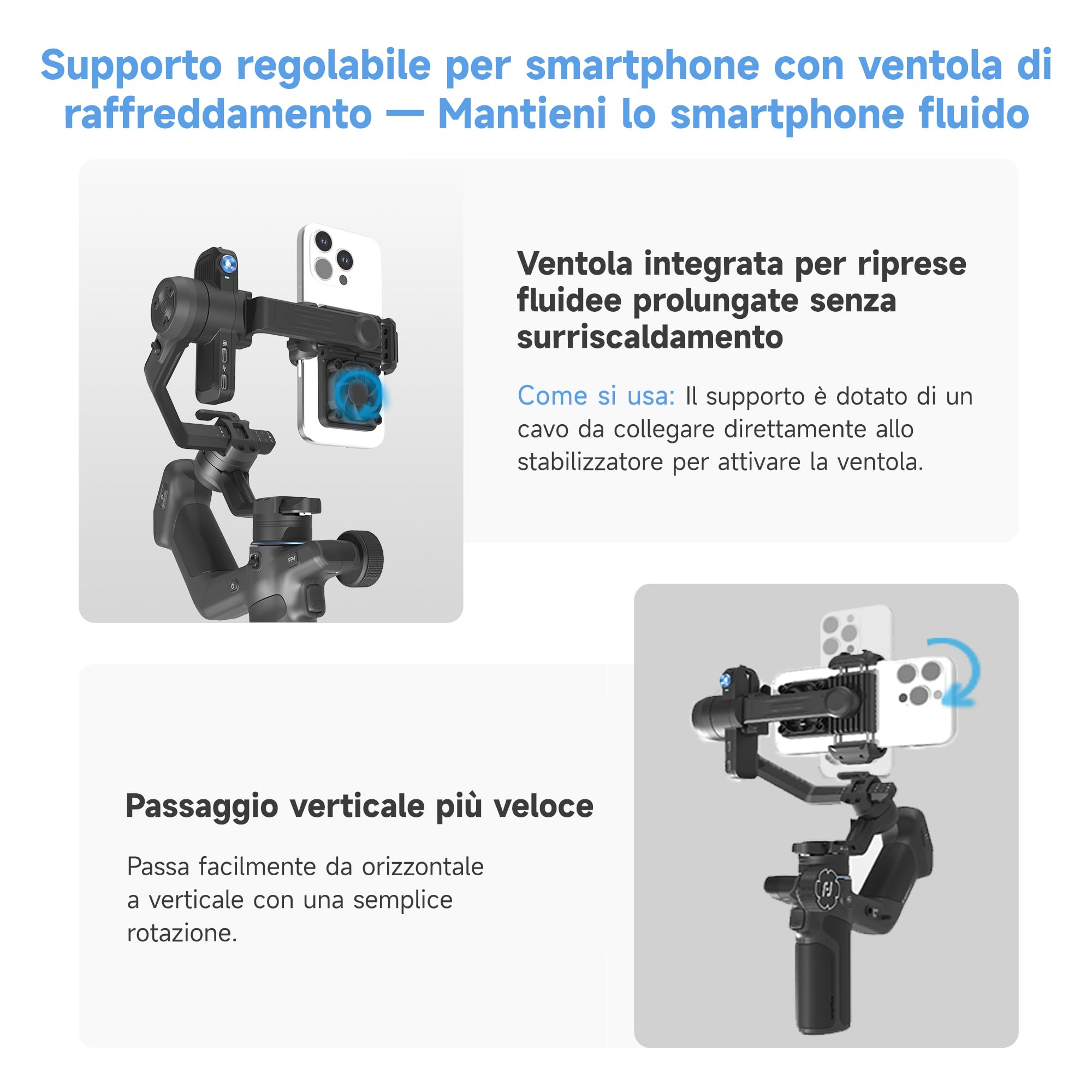 [Ufficiale]Feiyutech SCORP Mini 3 Pro Stabilizzatore Gimbal 3 Assi,AI Tracking4.0 Integrato,Impugnatura Rimovibile con Controllo Wireless,Carico Massimo 2KG,Gimbal Mirrorless per Fotocamere/Smartphone | Carico utile di 2 kg, manico remoto staccabile, scat