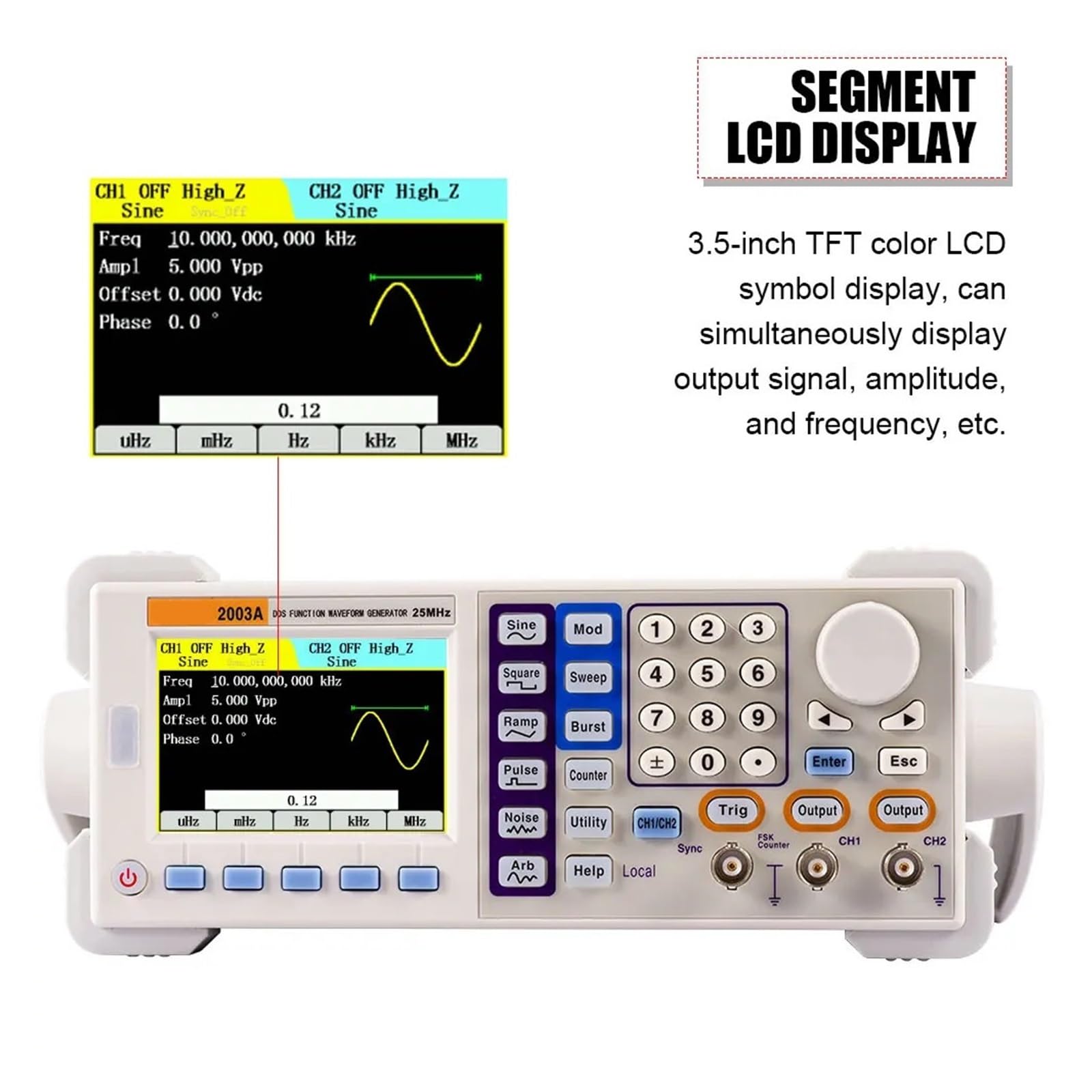 2003 Funktion Arbiträrer Wellenform-Funktionsgenerator 200MSa/s 25-60MH/z Software Dual-Kanäle USB-Gerätesignalgenerator(2003A)