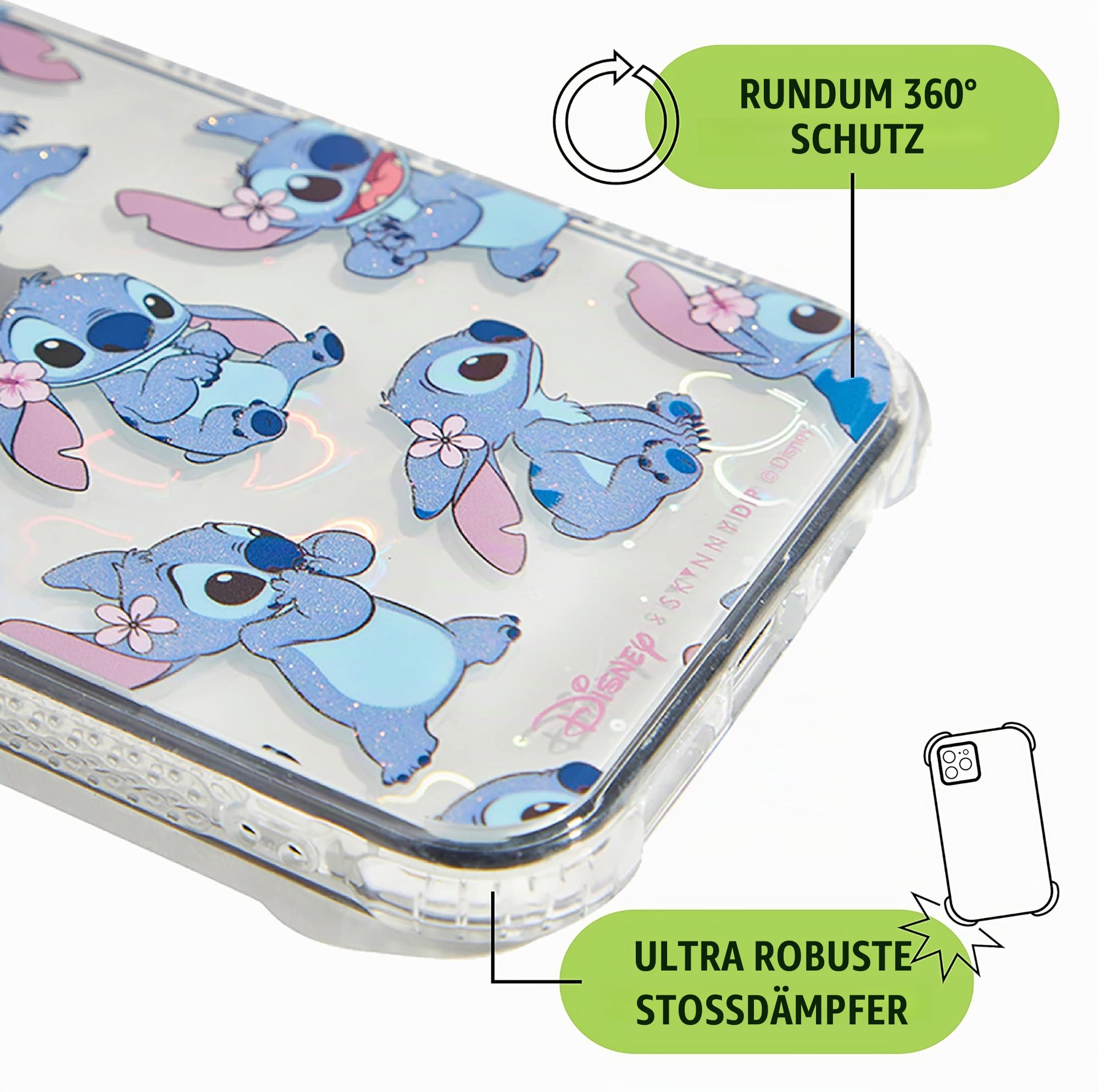 Skinnydip iPhone 15 Hülle Disney Lilo und Stitch Tropical Shock Protective iPhone Cover für Mädchen, Kinder und Erwachsene, niedliches Design, schlank und leicht, Kratzfest, herg