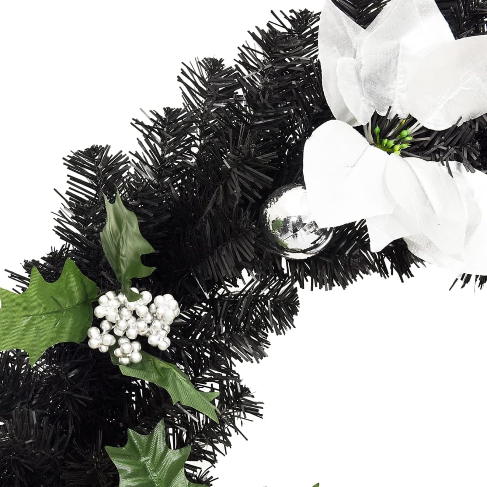 Gecheer Weihnachtsgirlande mit LED-Lichtern Schwarz 2,7 m PVC, Weihnachtsdekoration für Fenster Tür Adventskranz Gemütliche Winter-Tischdekoration im Wohnzimmer320973