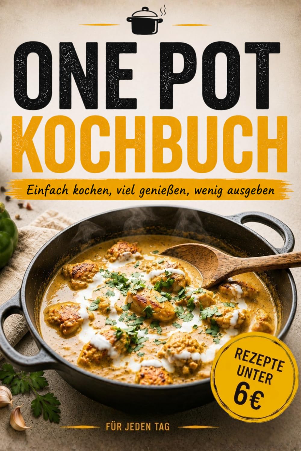 One Pot Kochbuch - 40 schnelle & günstige Rezepte unter 6€: Einfache Gerichte mit wenigen Zutaten – perfekt für Familie, Singles, Studenten & Alltag