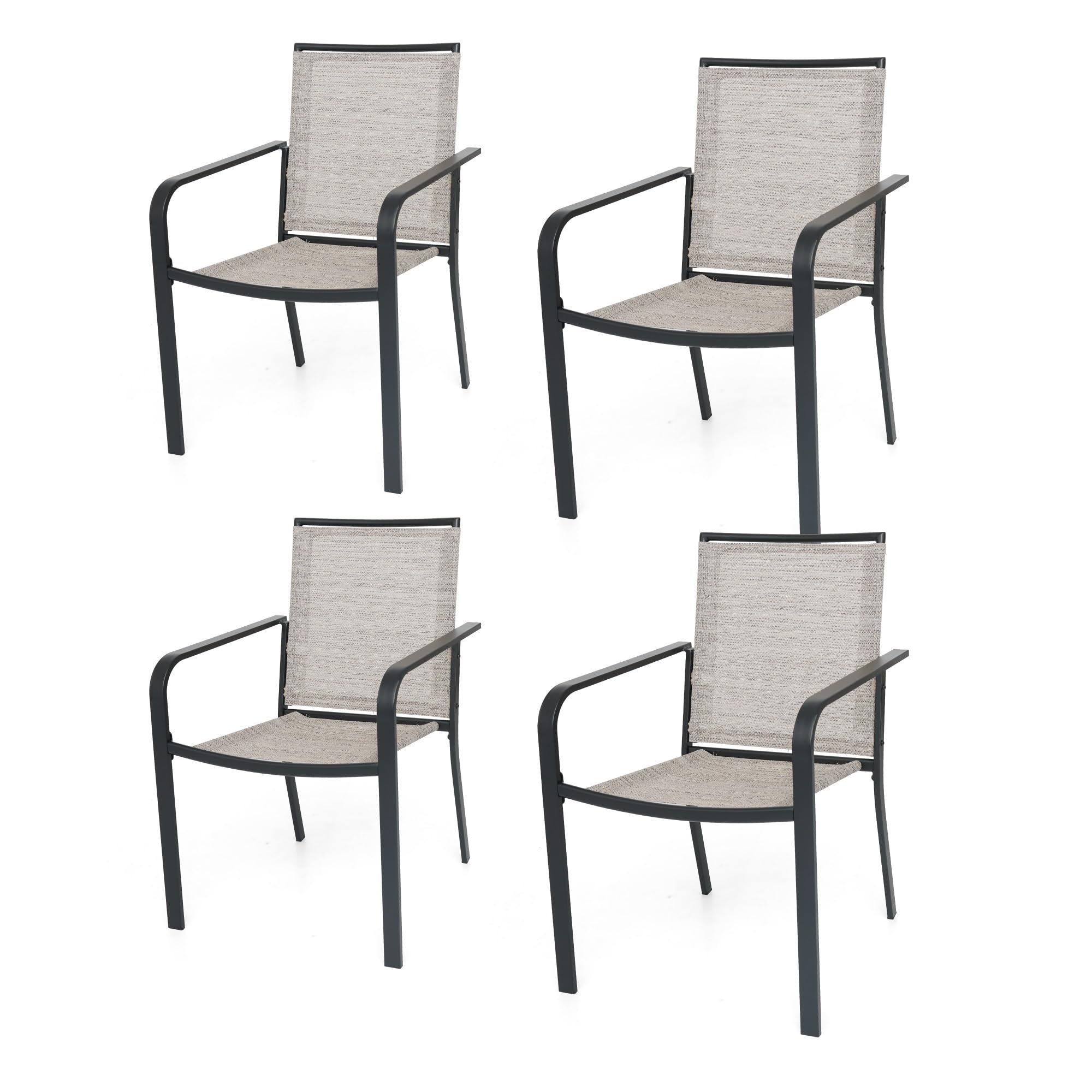 Anmutig Patio Dining Chairs Set of 4, Outdoor Stackable Dining Furniture Set, All Weather Dining Set for Lawn, Garden, Backyard, Poolside, White