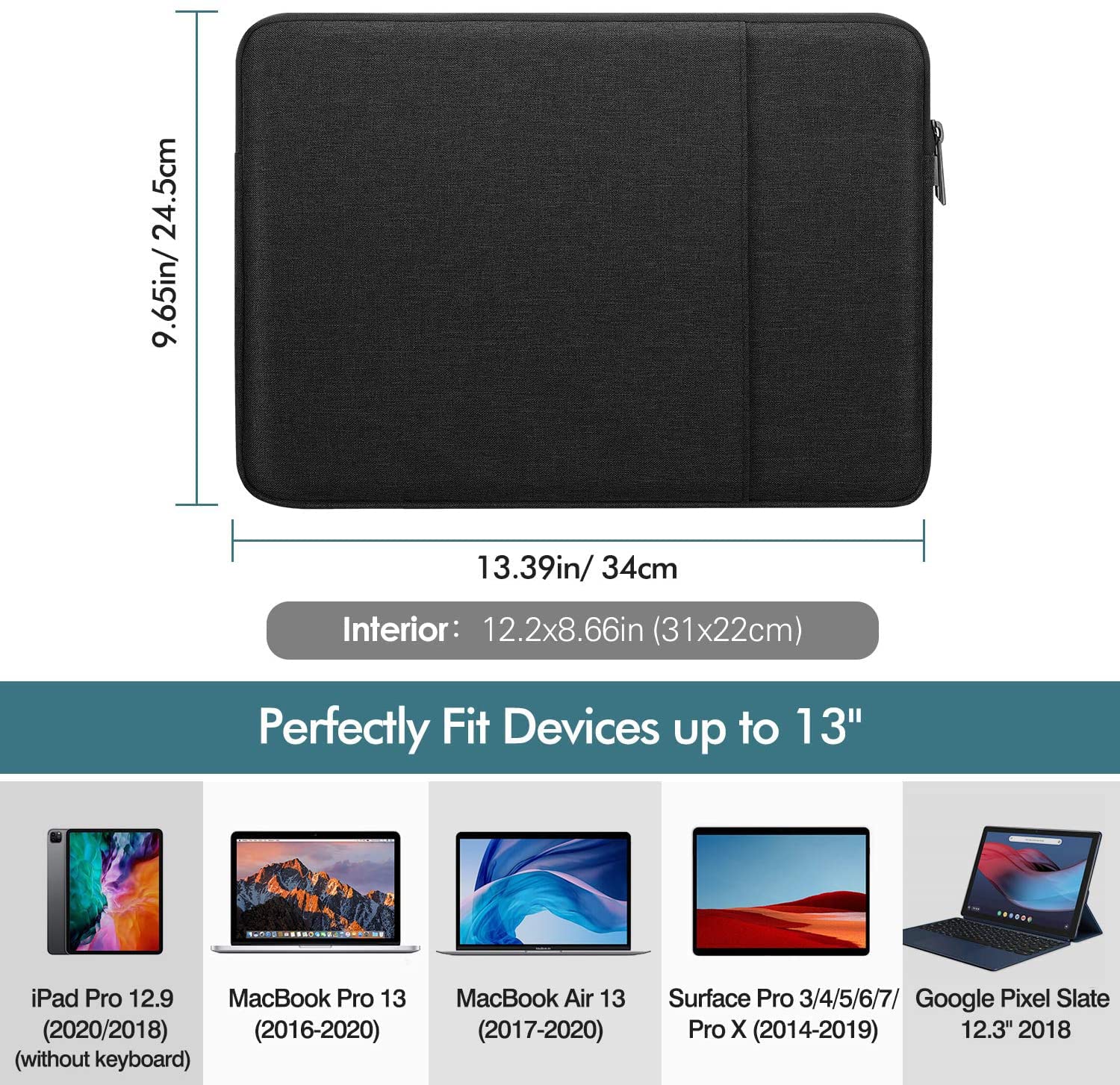 MOCA 13" Inch Laptop Sleeve Bag Pouch for MacBook Pro 14 M1 M2 M3 / MacBook Pro 13 inch/MacBook Air 13 inch/Xps, Pavilion 13 inch Universal Laptop Sleeve Bag Case (Black) 10 714rZKtC2uL. SL1500