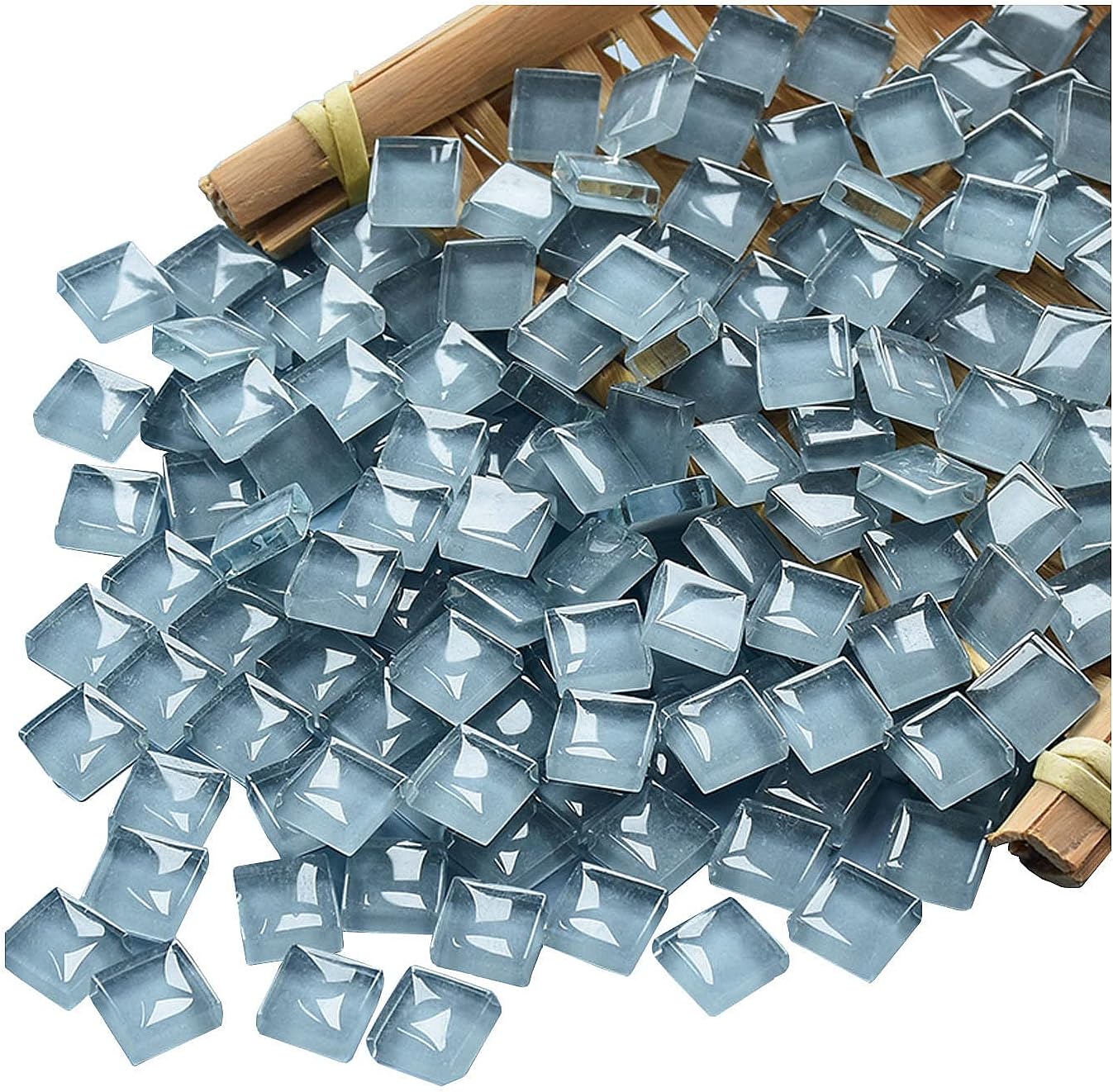 100 Pieces Mosaic Tile Squares Silver Gray Crystal Mosaic Tiles for Crafts Bulk DIY Picture Frames Handmade Jewelry Coasters Art Material Decoration,1x1cm