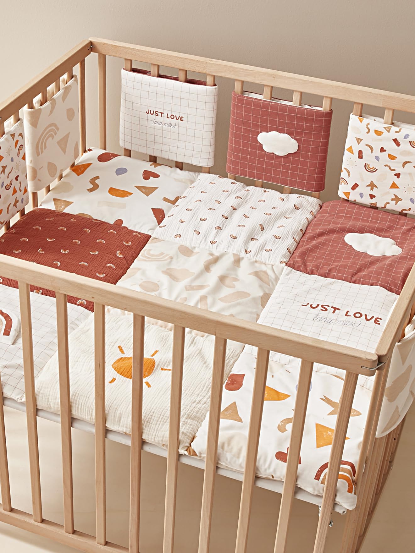 Vertbaudet Baby Spieldecke/Laufstalleinlage Happy Sky Bio-Baumwolle Mehrfarbig 100X100