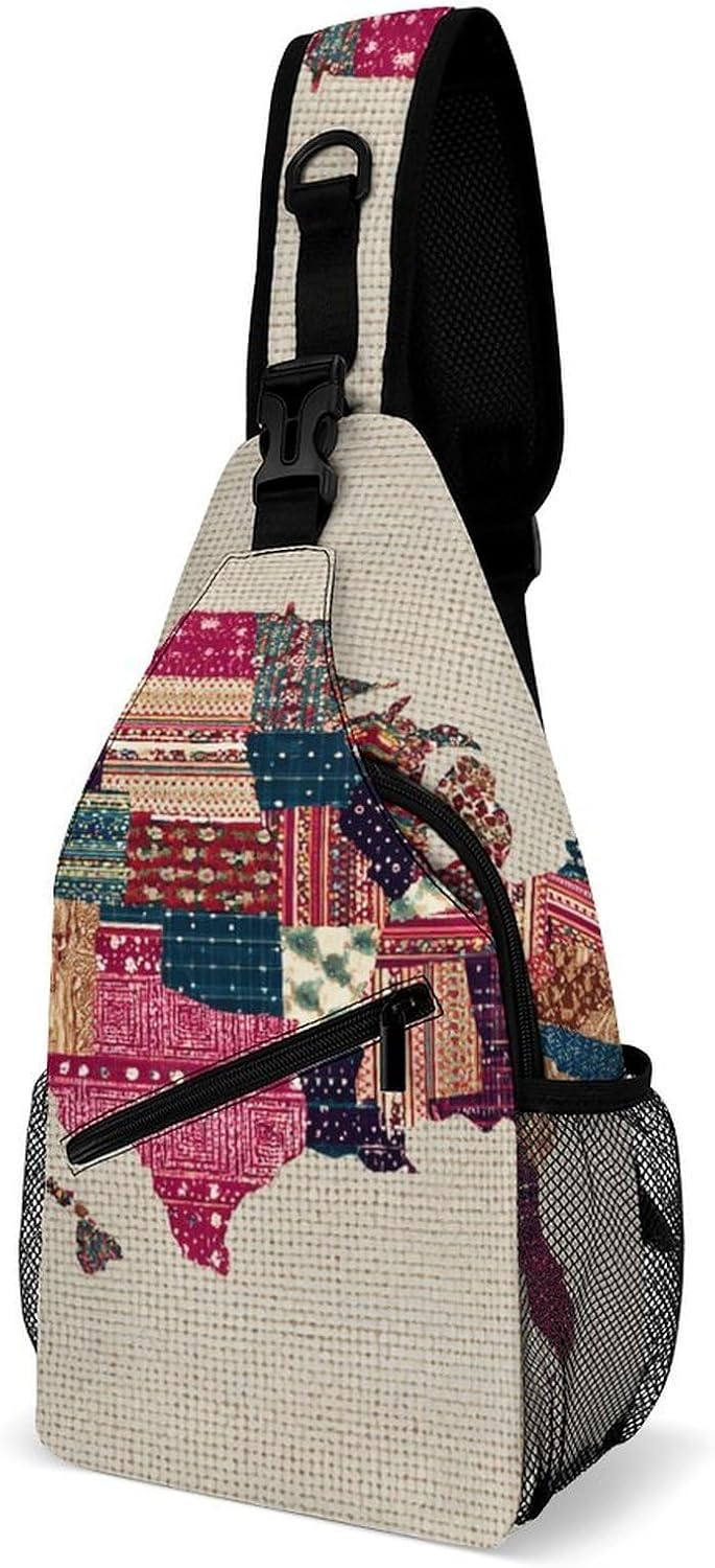 Composite Map Sling Crossbody Bag Lightweight Chest Shoulder Backpack for Outdoor Sports