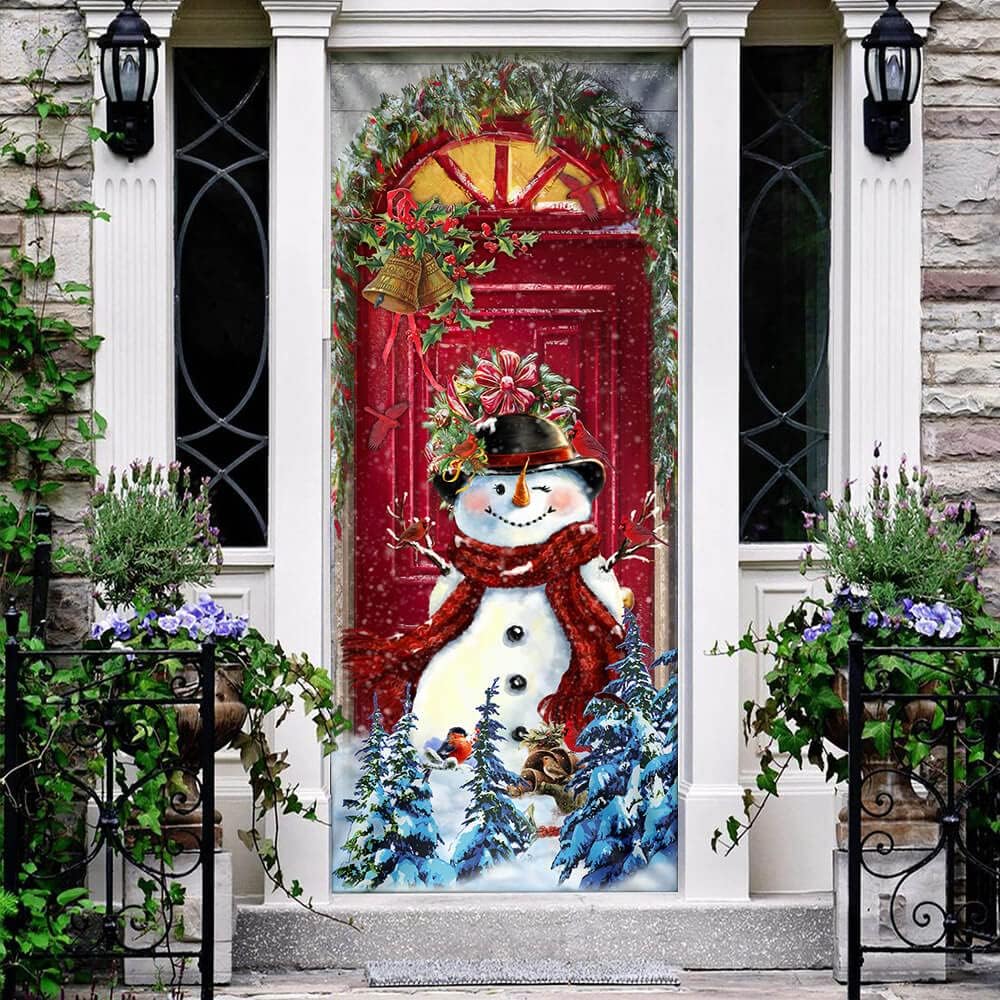 Christmas Decorations Outdoor, Indoor, Yard - Snowman Home Decor Farm House - Christmas Gifts For Men, Women, Family, Friends - Front Door Decorations Vintage Merry Xmas Door Covers 32"x80"