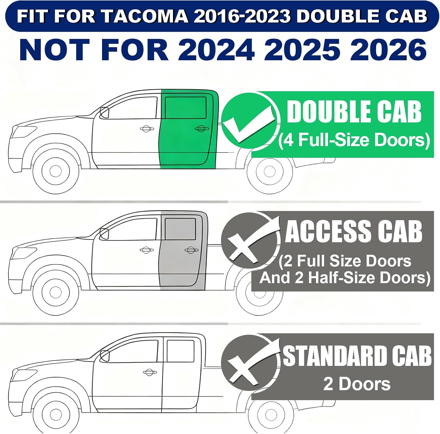 Rain Guards for Tacoma 2016-2023 Window Visor,Tape-On Side Window Deflectors,Dark Smoke Vent Visor Shades for Tacoma Accessories (Fit 16-23)