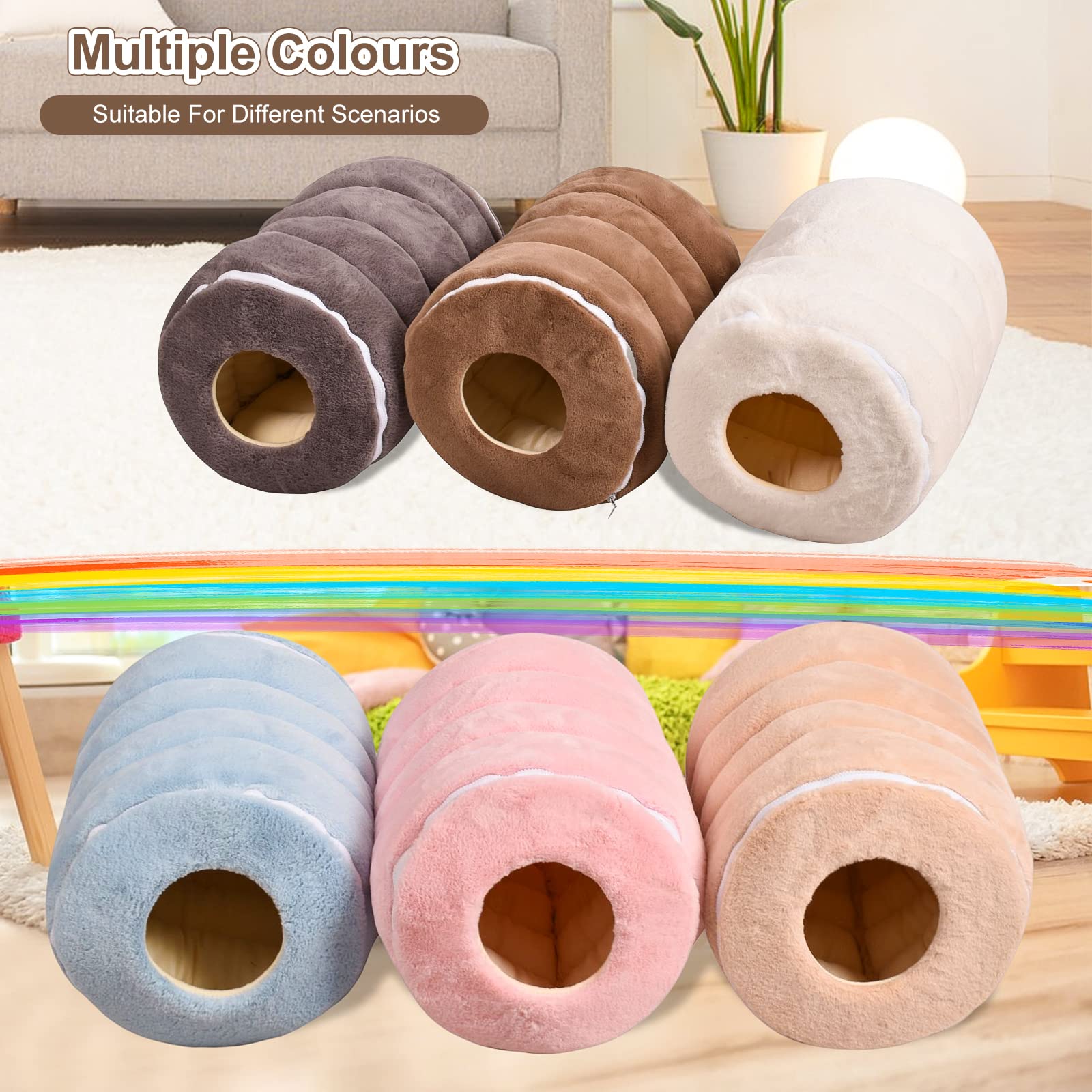 PETCUTE Faltbar Katzentunnel Katzenbett,Super Weich Katzenhöhle,Donut Hundebett für große, Mittelgroße & Kleine Hunde,Waschbares Katzennest mit Reißverschlüssen,Vollständig Abnehmbar